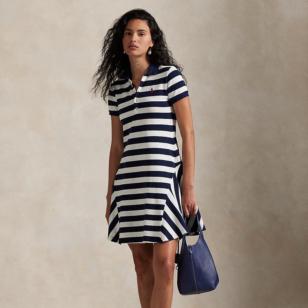 Polo Ralph Lauren Striped Fit-And-Flare Polo Dress in Blue | Lyst UK