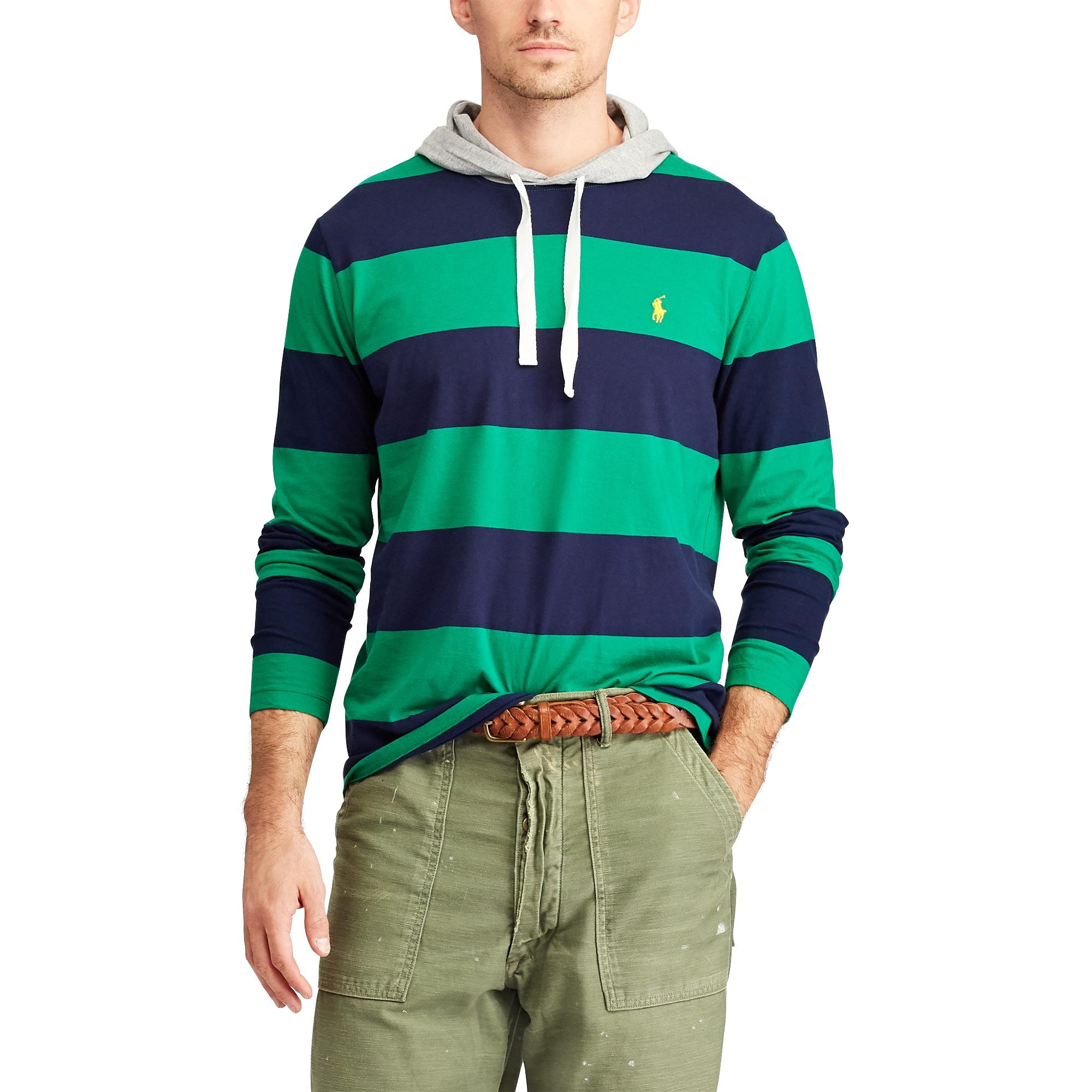Polo Ralph Lauren Striped Cotton Hooded T-shirt in Green for Men - Lyst