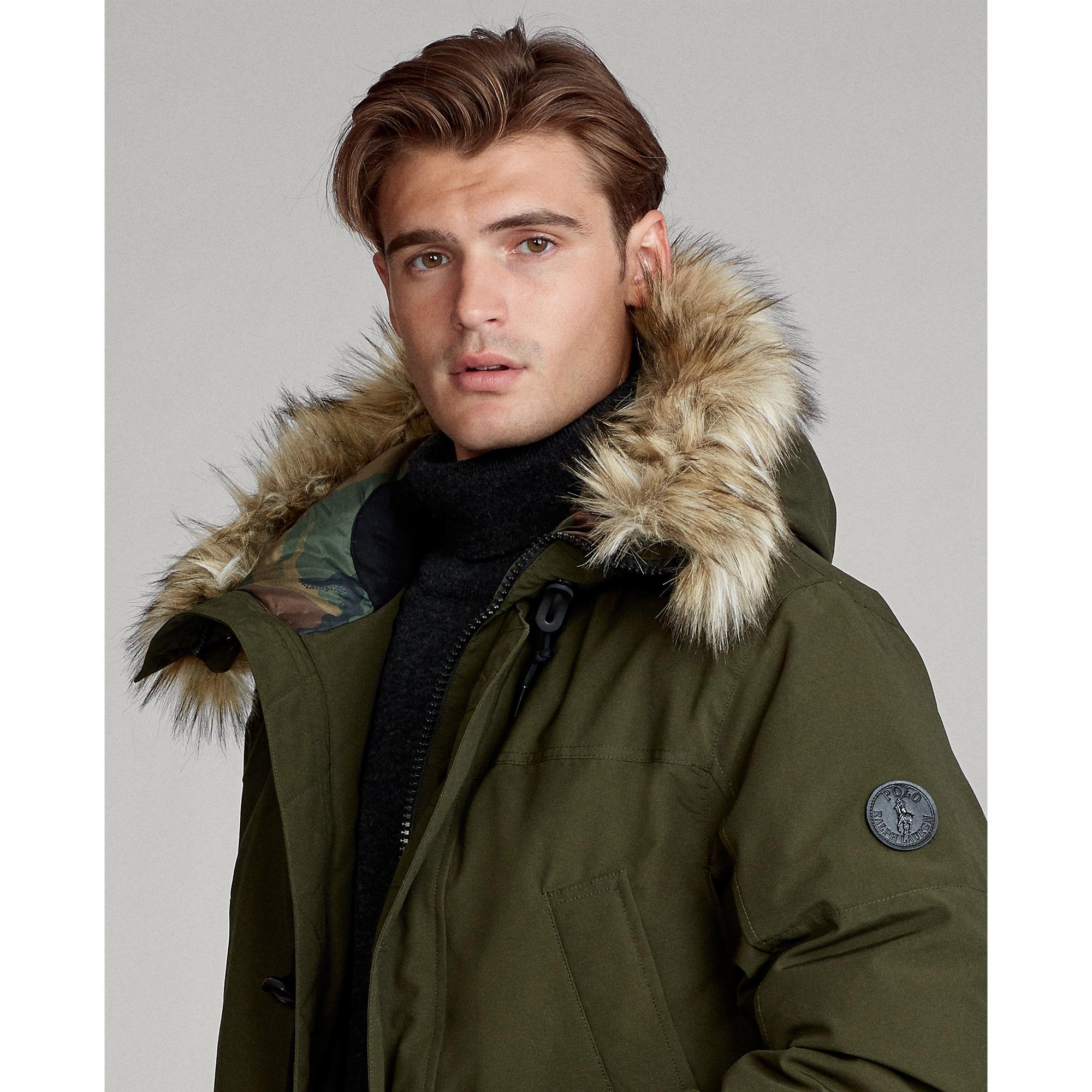 tsunami Cater Expect Polo Ralph Lauren Faux-fur-trim Down Parka in Green for Men | Lyst