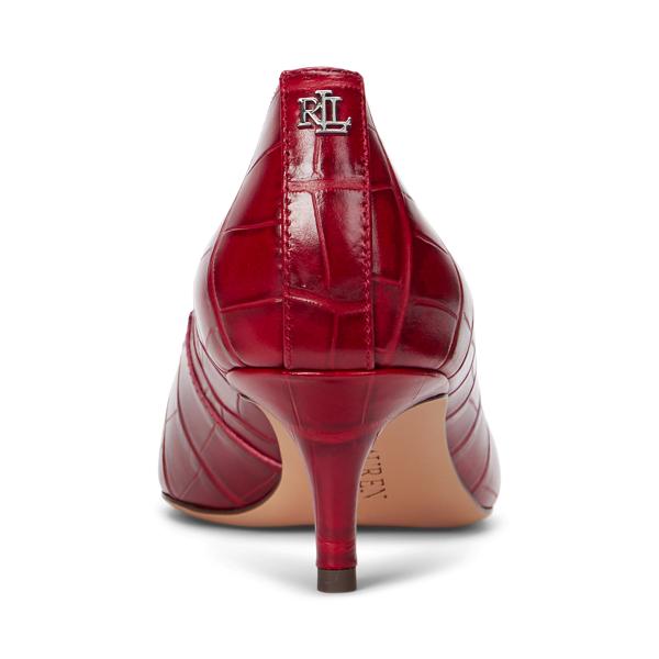 Ralph Lauren Adrienne Crocodile-embossed Leather Pump in Red Lyst UK