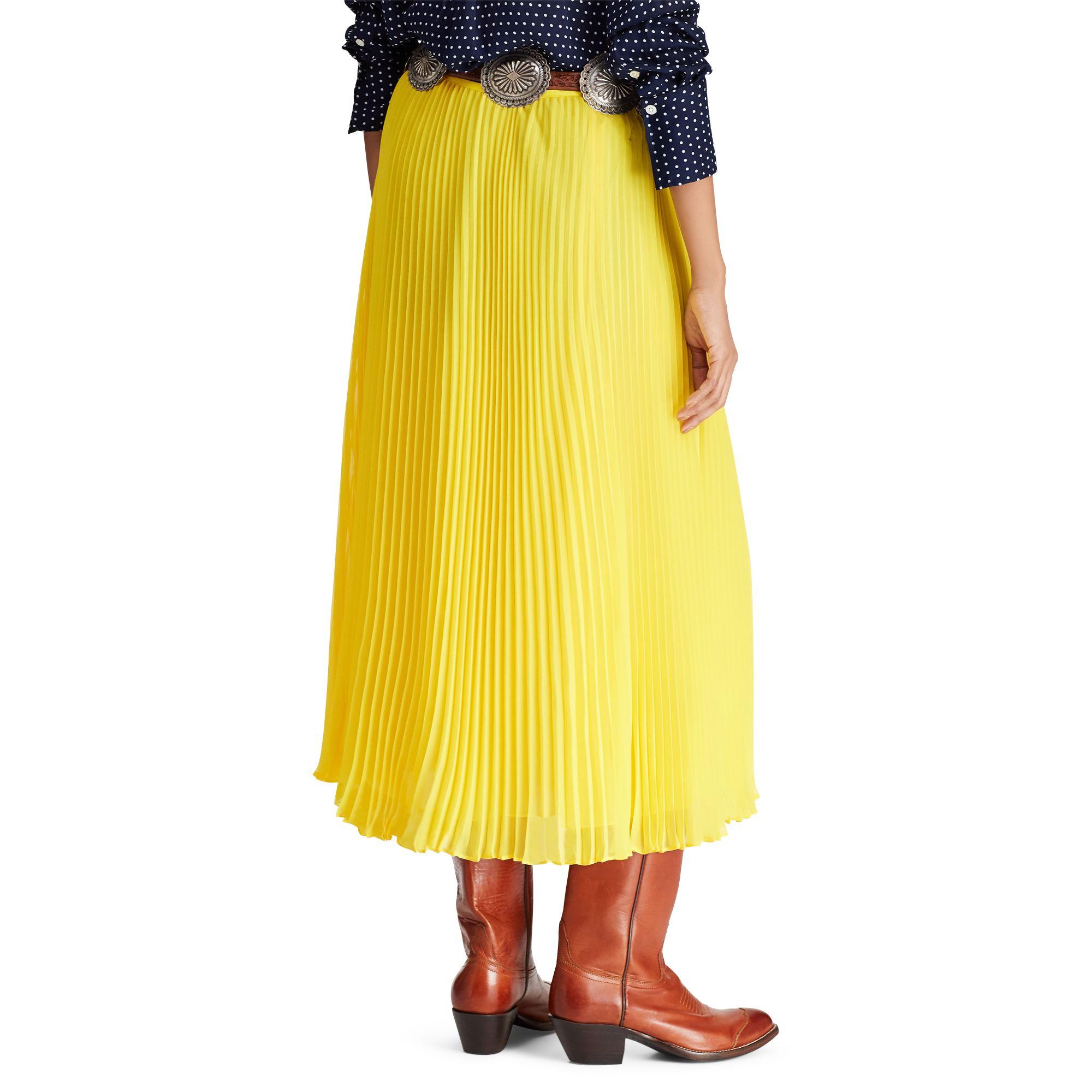 polo ralph lauren pleated georgette midi skirt