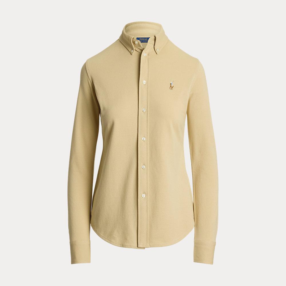 Polo Ralph Lauren Slim Fit Knit Cotton Oxford Shirt in Natural | Lyst UK