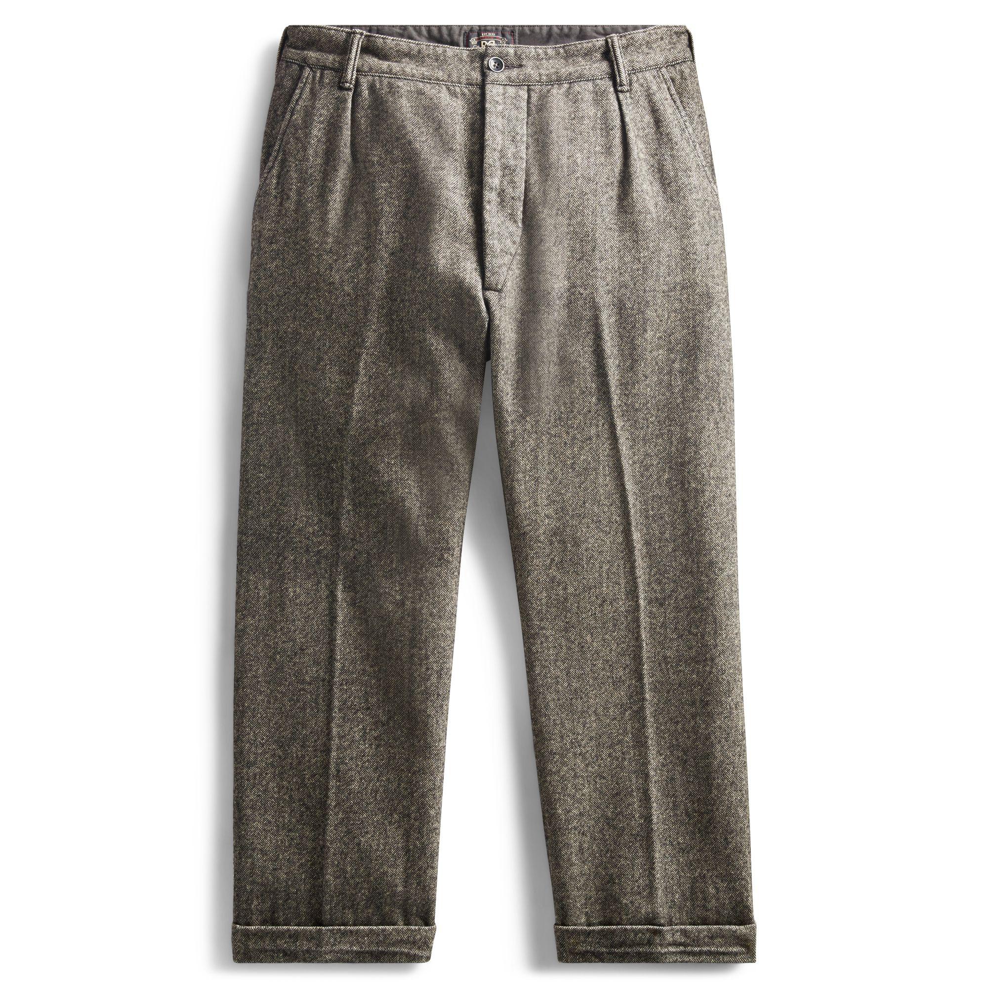 RRL Cotton Pleated Herringbone Pant in Gray for Men Lyst