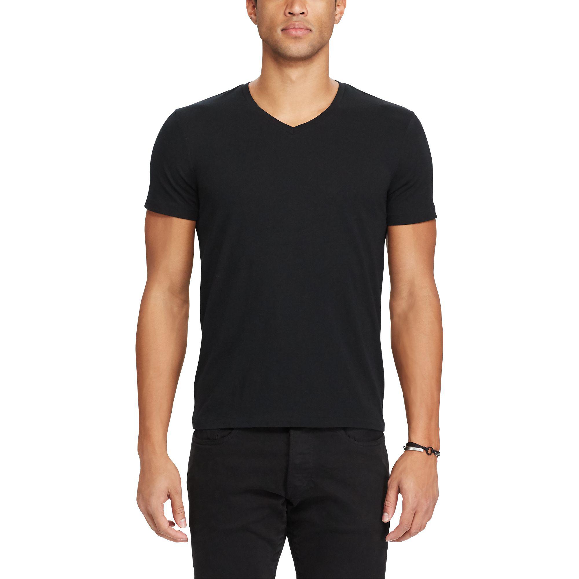 Polo Ralph Lauren Cotton Custom Slim Fit V-neck T-shirt in Black for Men -  Lyst