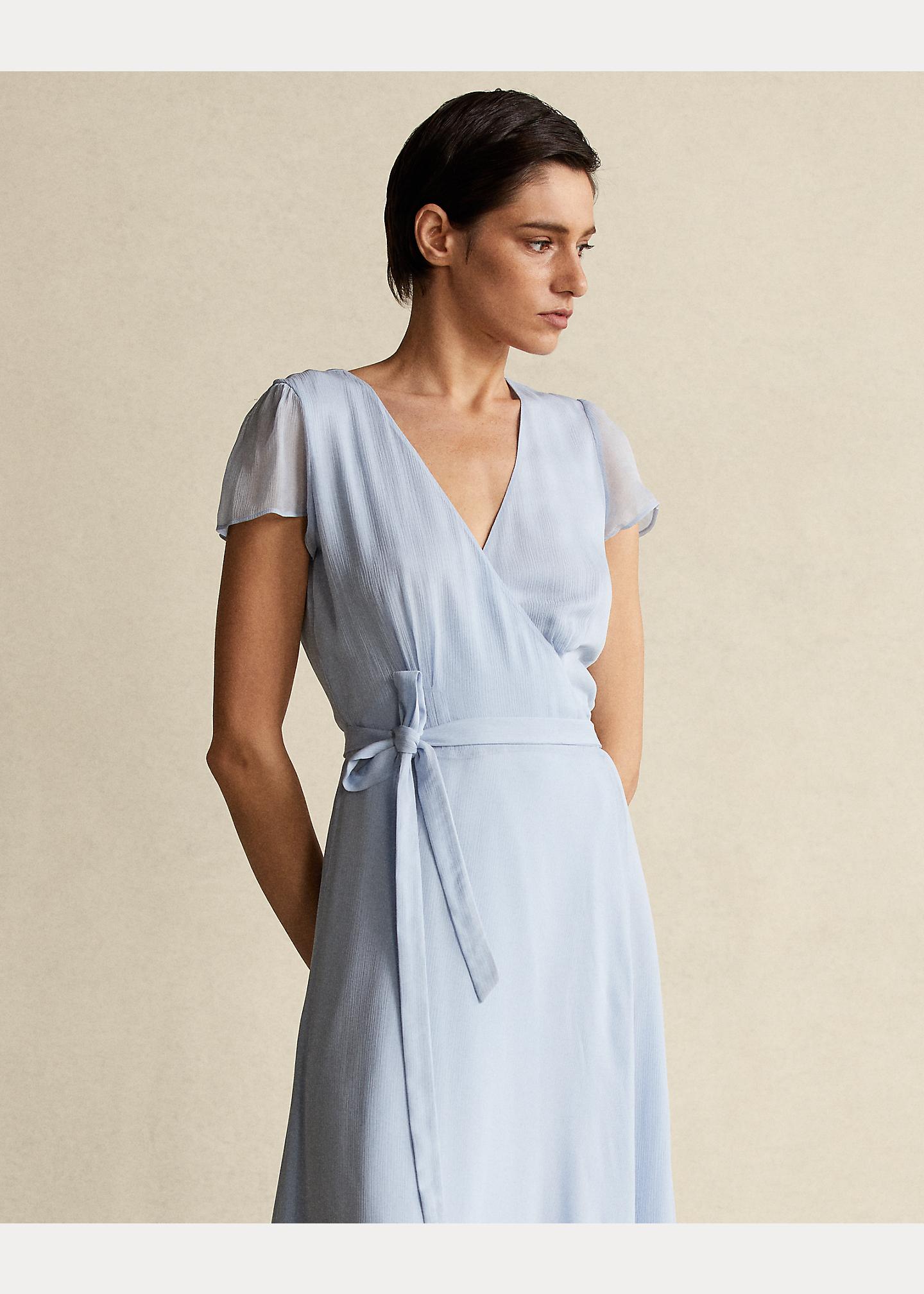 Robe portefeuille froissee Polo Ralph Lauren en coloris Bleu Lyst