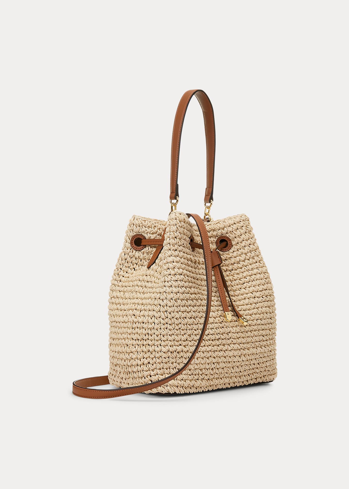 Sac seau Debby en paille au crochet Ralph Lauren | Lyst