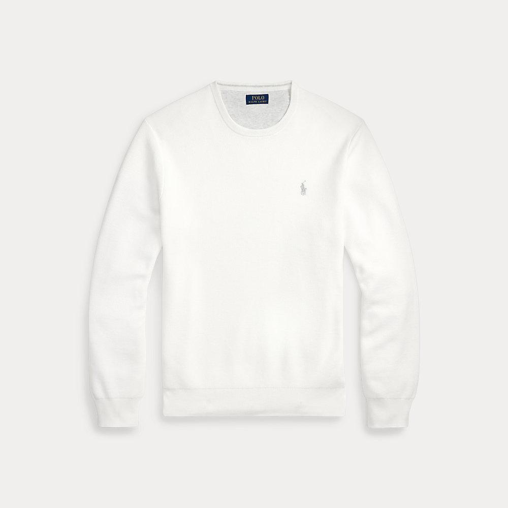 Ralph Lauren Textured Cotton Crewneck Sweater in White for Men Lyst UK