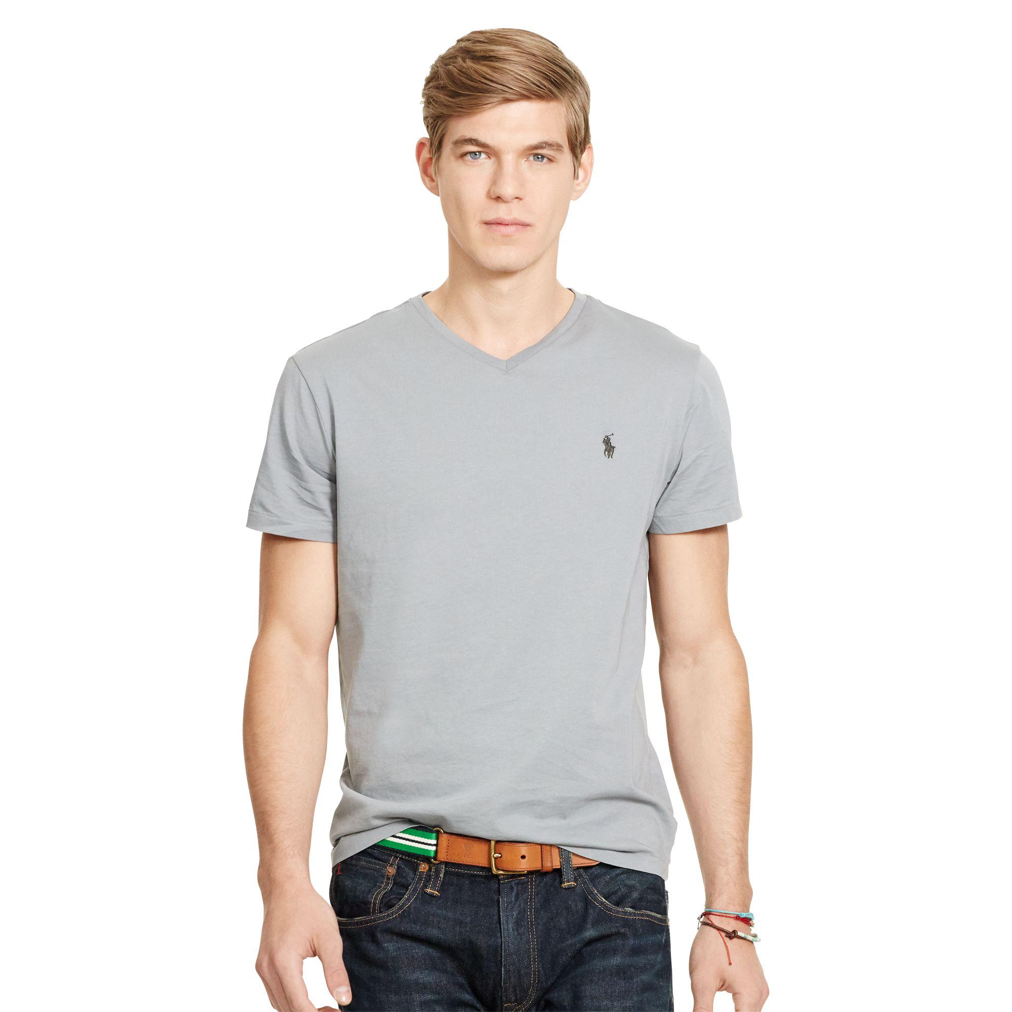 Polo Ralph Lauren Cotton Jersey V-neck T-shirt in Gray for Men - Lyst