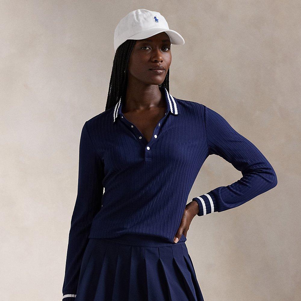 Ralph Lauren Slim Fit Rib knit Long sleeve Polo Shirt in Blue Lyst UK