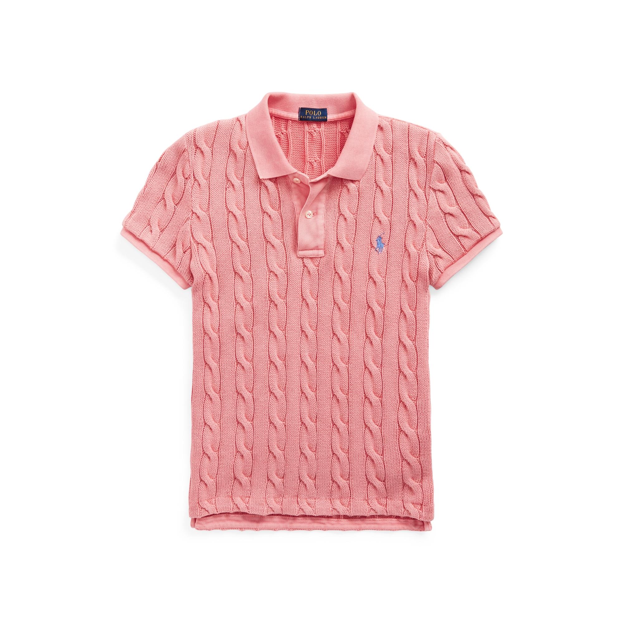 Polo Ralph Lauren Cable-knit Polo Shirt in Pink | Lyst