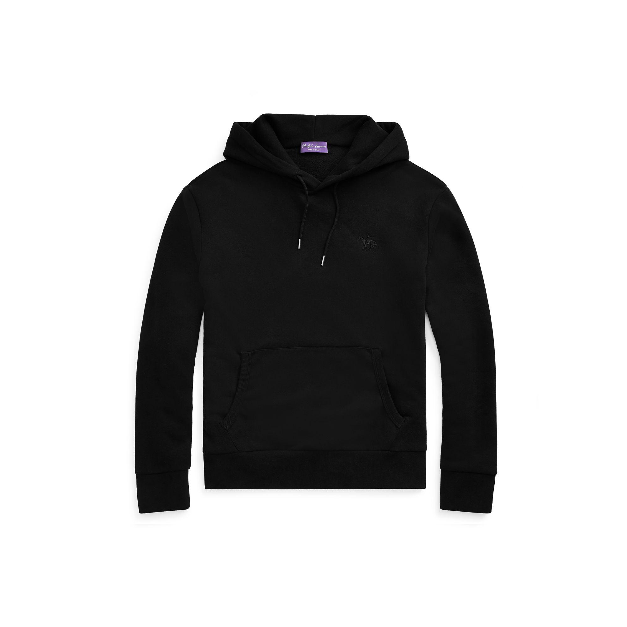 Ralph Lauren Purple Label Embroidered Fleece Hoodie in Black for 