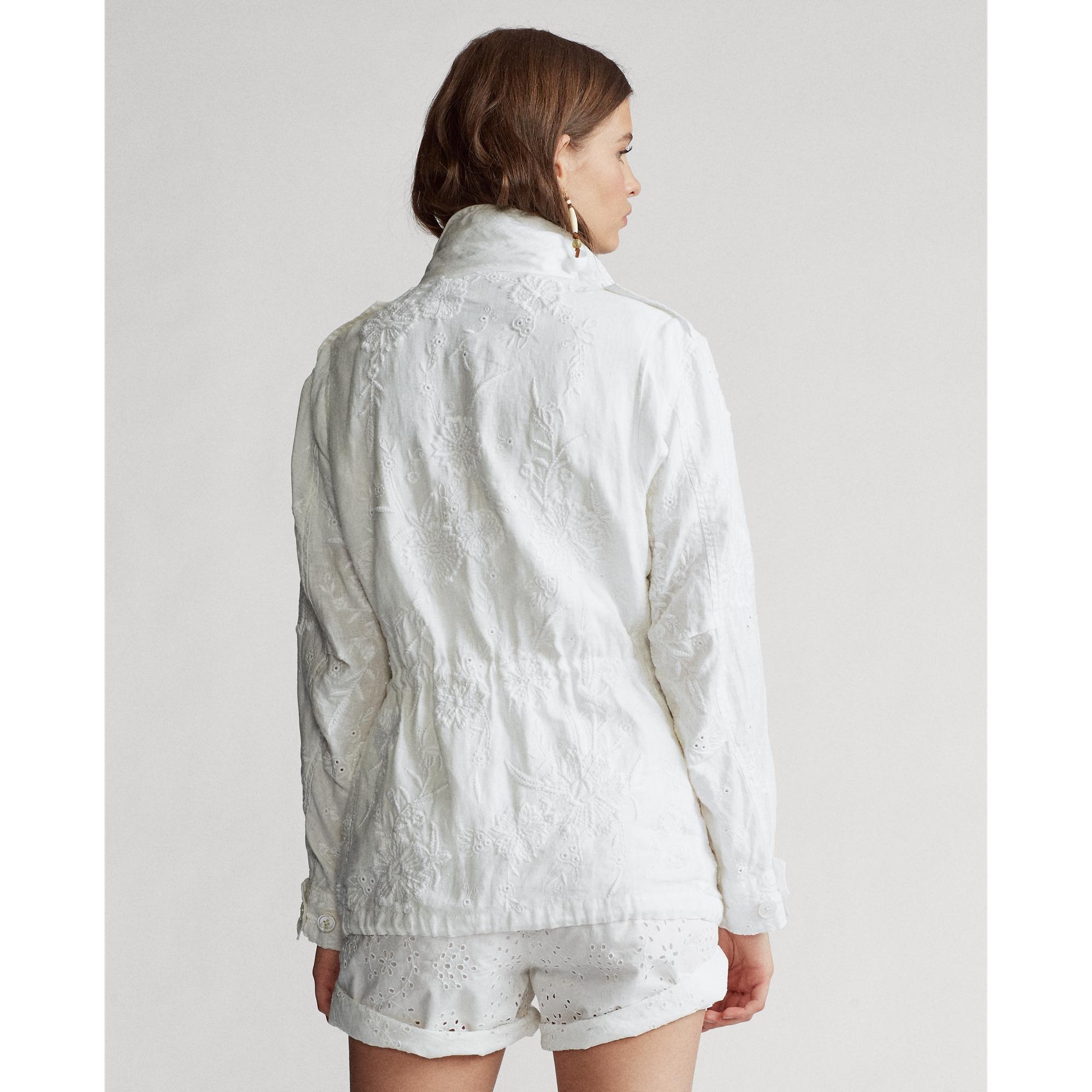 Polo Ralph Lauren Eyelet Linen Jacket in White Lyst