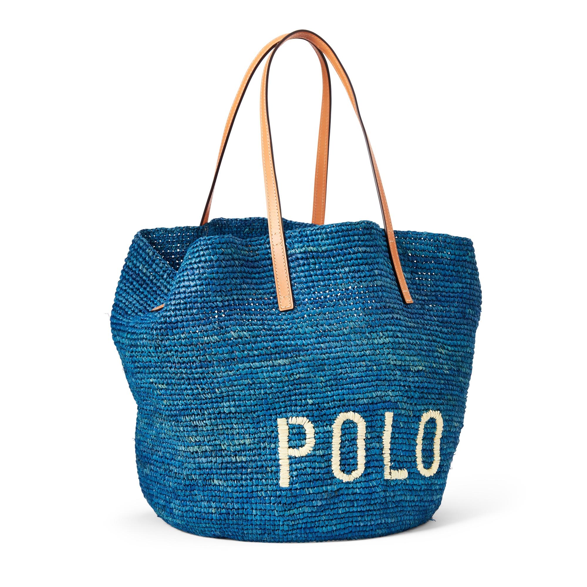 polo raffia large tote bag