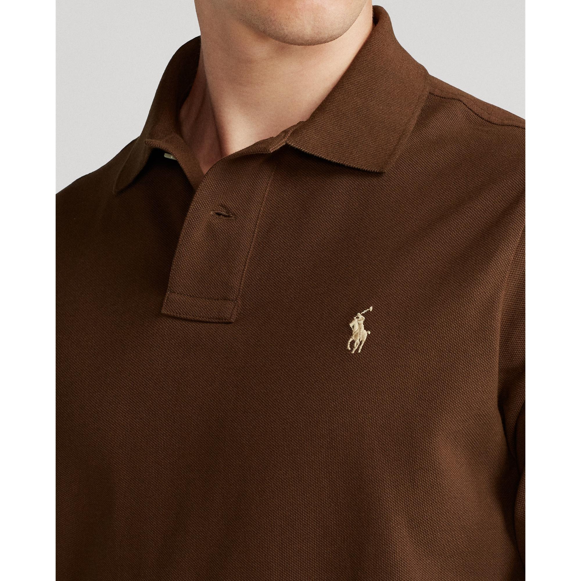 Ralph Lauren Cotton Mesh Long-sleeve Polo Shirt in Cooper Brown/Cream  (White) for Men | Lyst