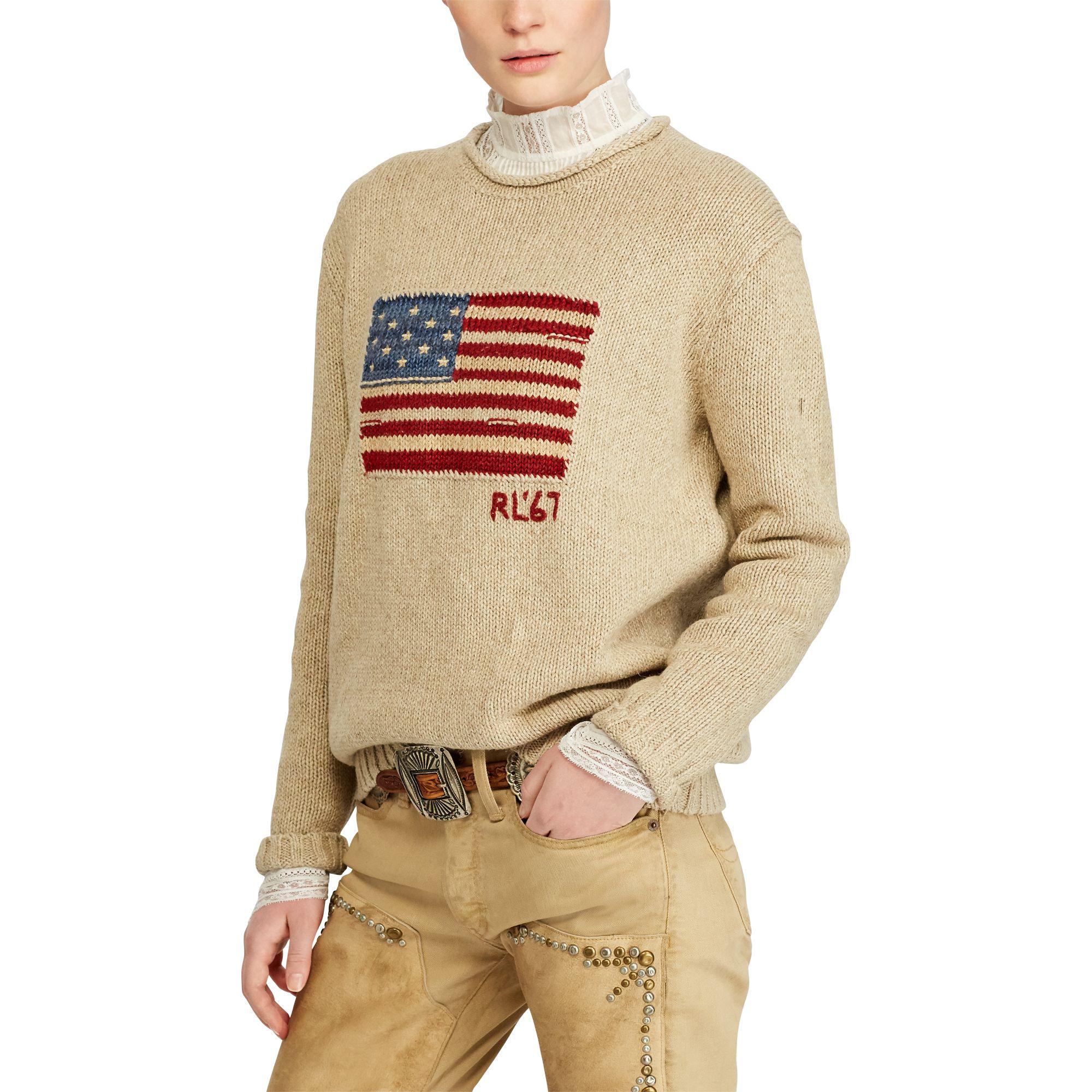 ralph lauren flag sweater cream