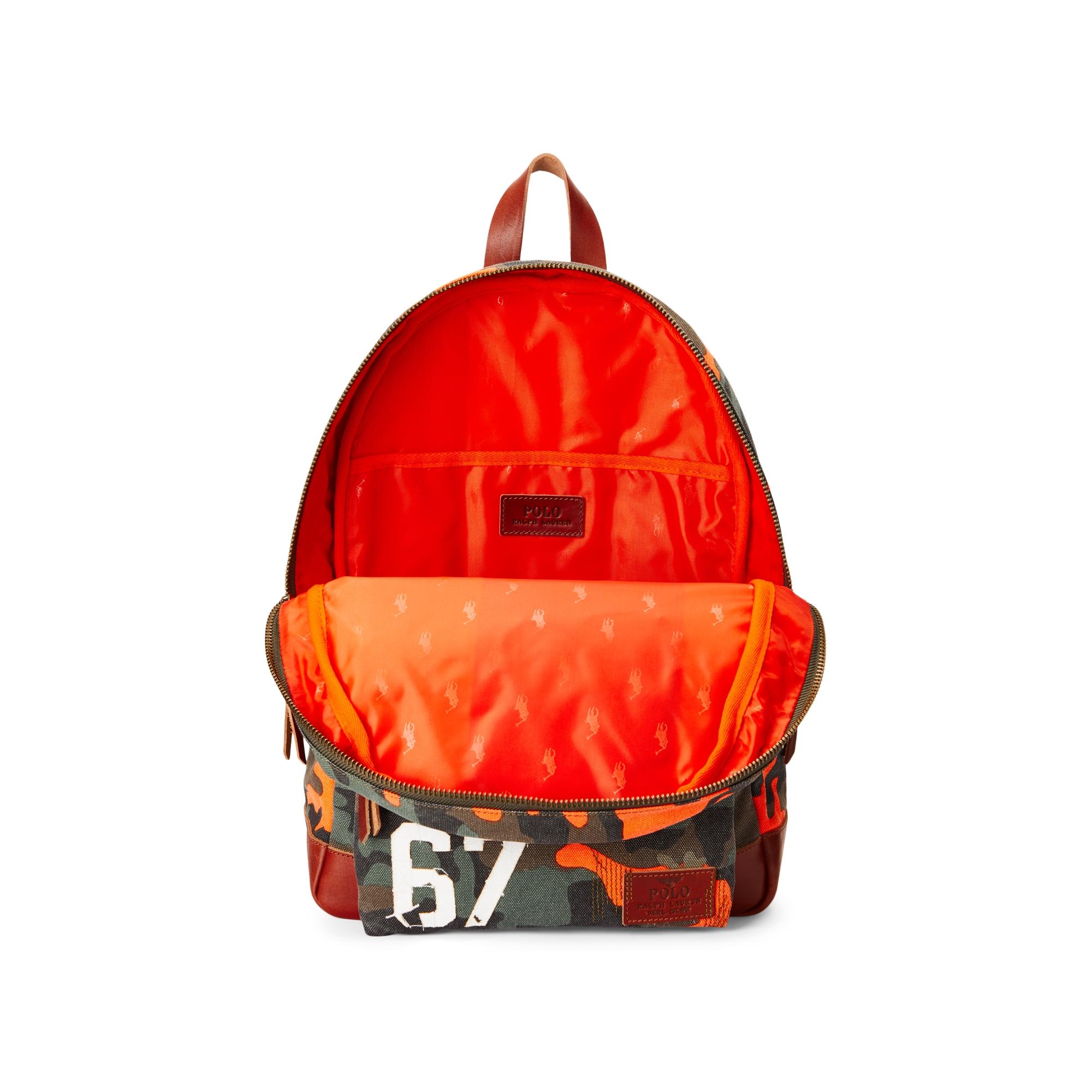 Polo Ralph Lauren Tiger-patch Camo Canvas Backpack in Orange Camo 