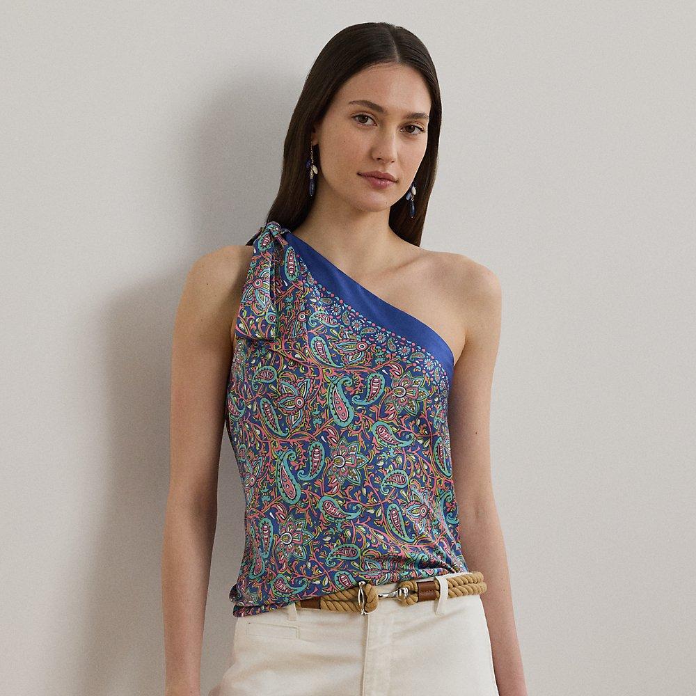 売れ筋商品|||ラルフローレン カットソー トップス レディース Women's Print Stretch Jersey One-Shoulder Top Blue Multi Print Stretch Jersey One-Shoulder Top for Women | Ralph