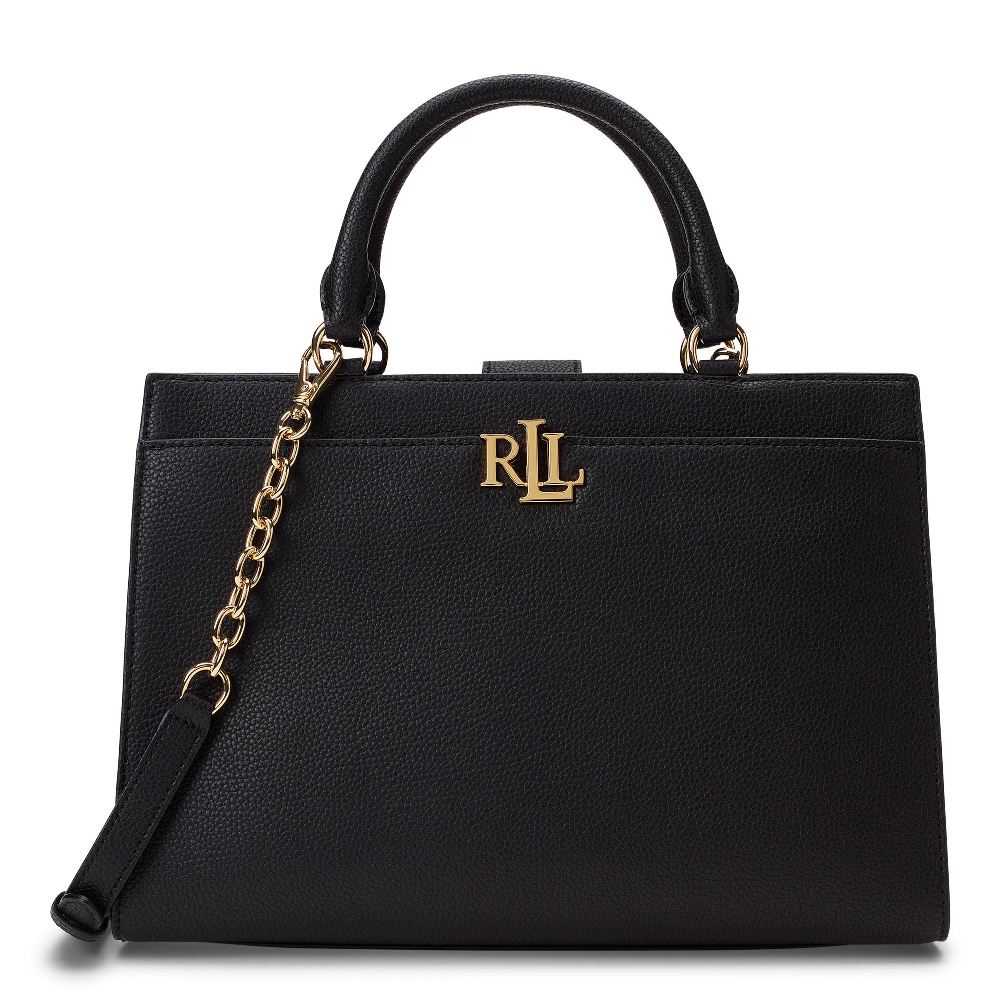 Ralph Lauren Pebbled Leather Laine Satchel in Black Lyst