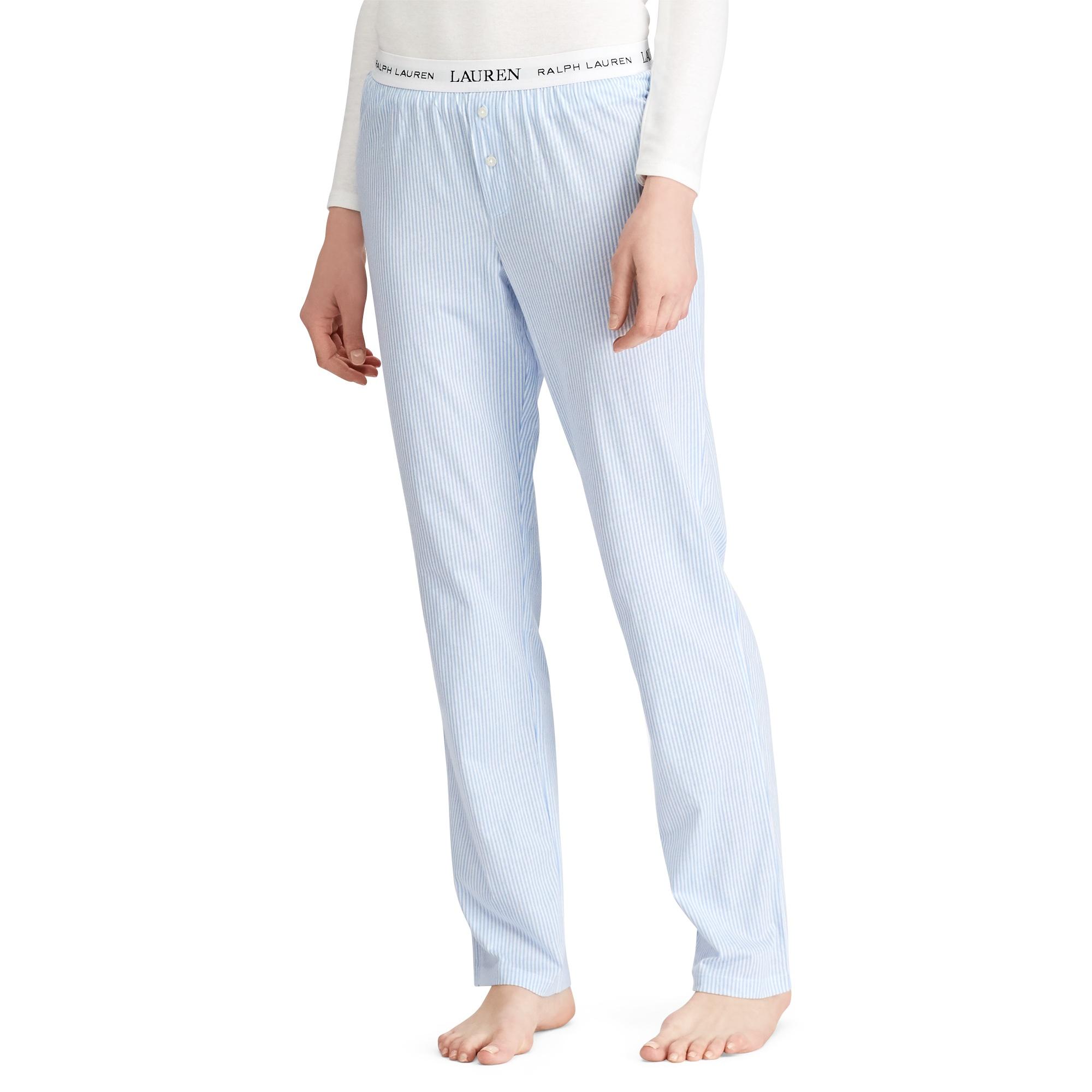 Ralph Lauren Cotton Striped Jersey Pajama Pant in Stripe Pale Blue ...