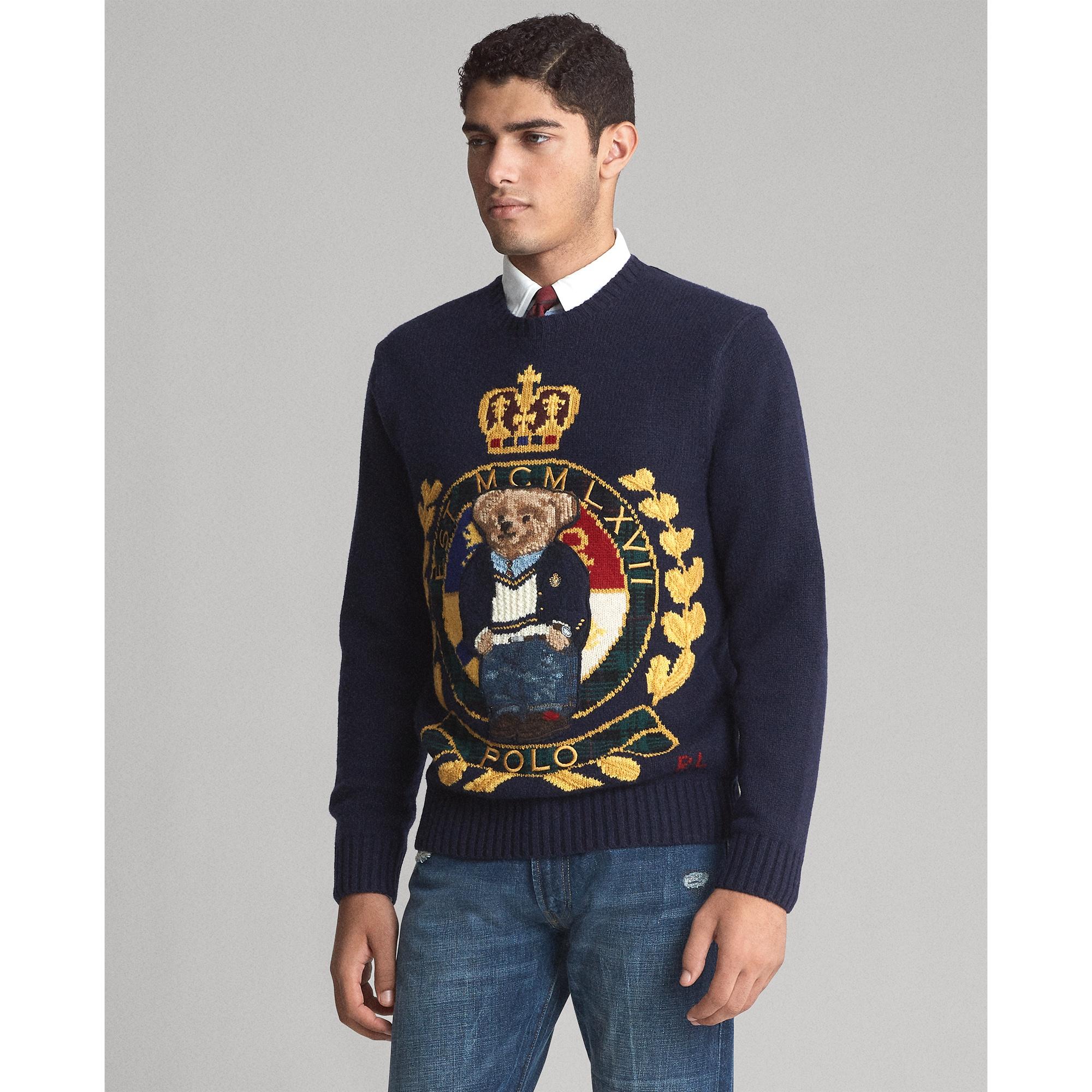 crest bear wool sweater