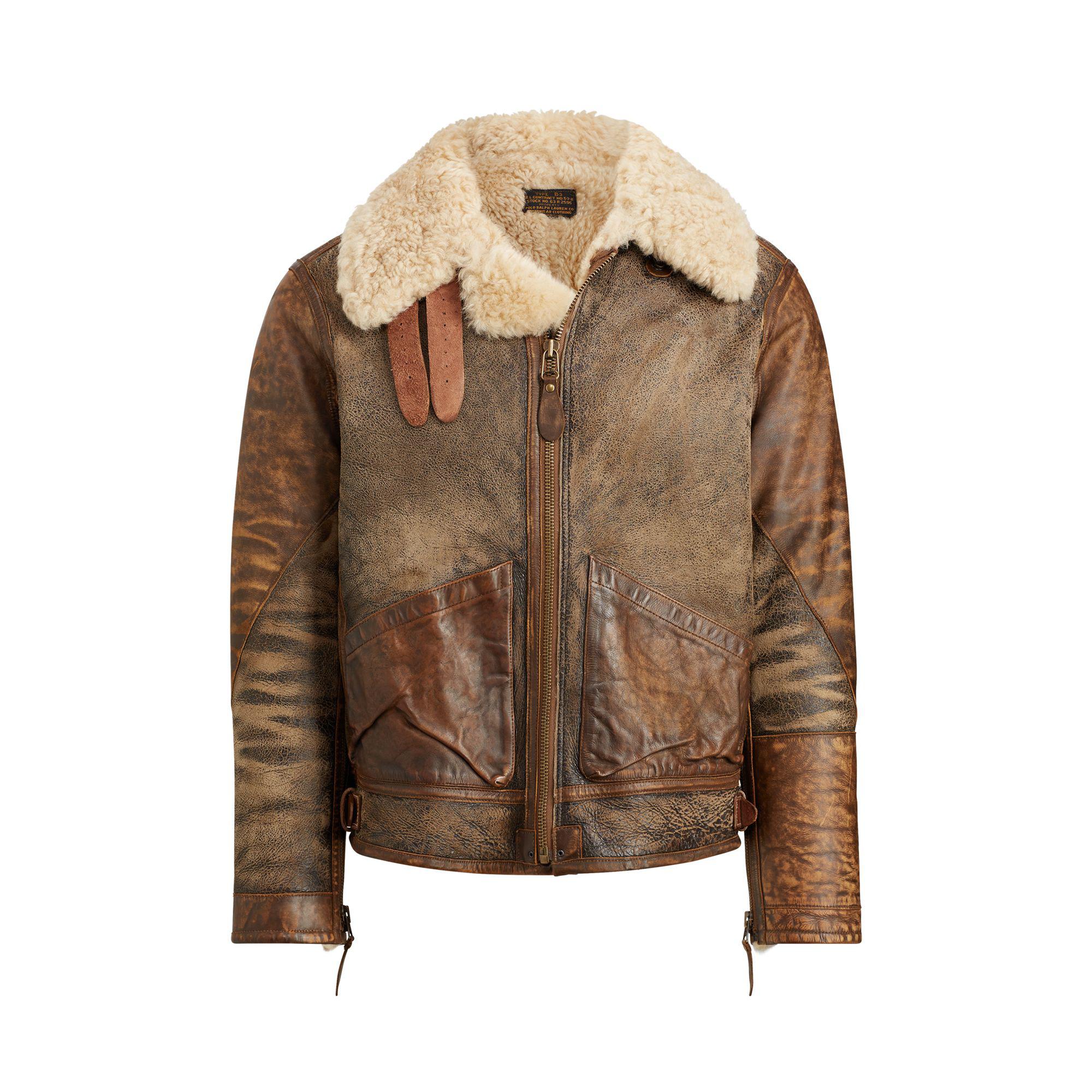 Polo Ralph Lauren Leather Shearling Bomber Jacket for Men - Lyst