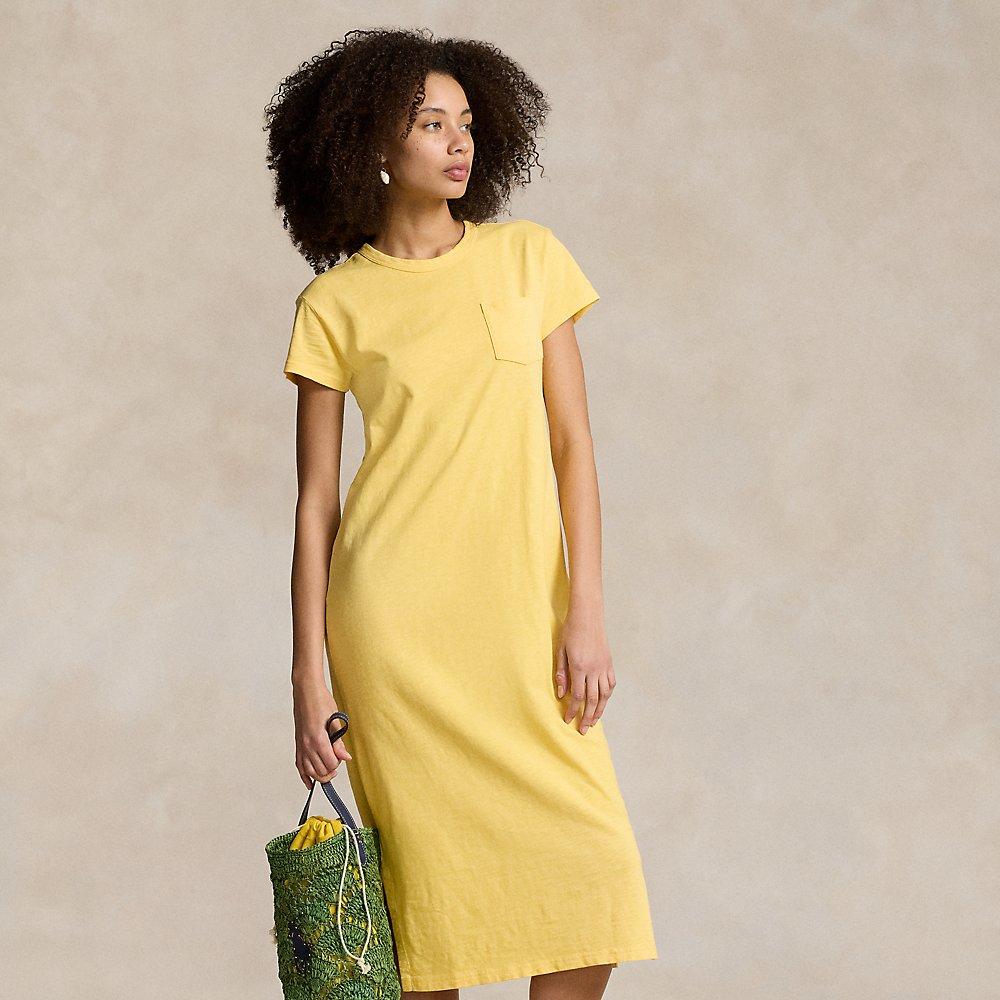 Polo Ralph Lauren Cotton Crewneck Pocket T-shirt Dress in Yellow | Lyst UK