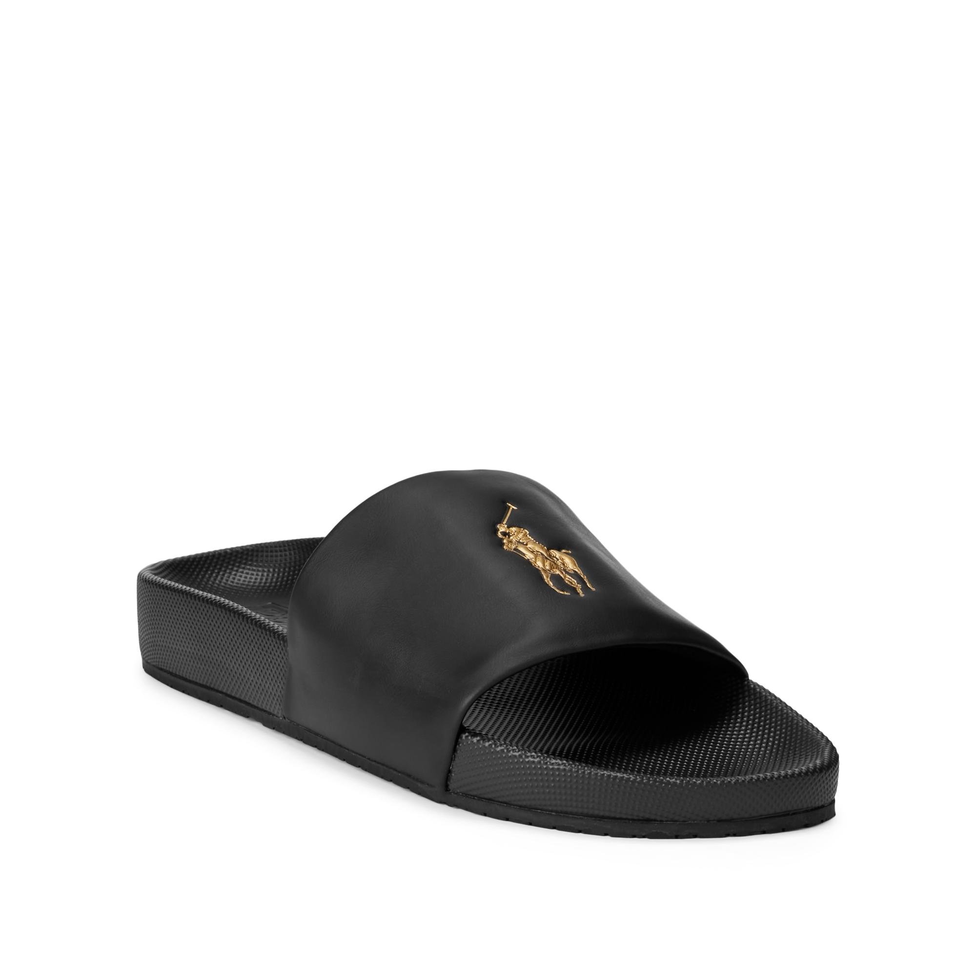 Ralph Lauren Cayson Big Pony Slide in Black for Men | Lyst