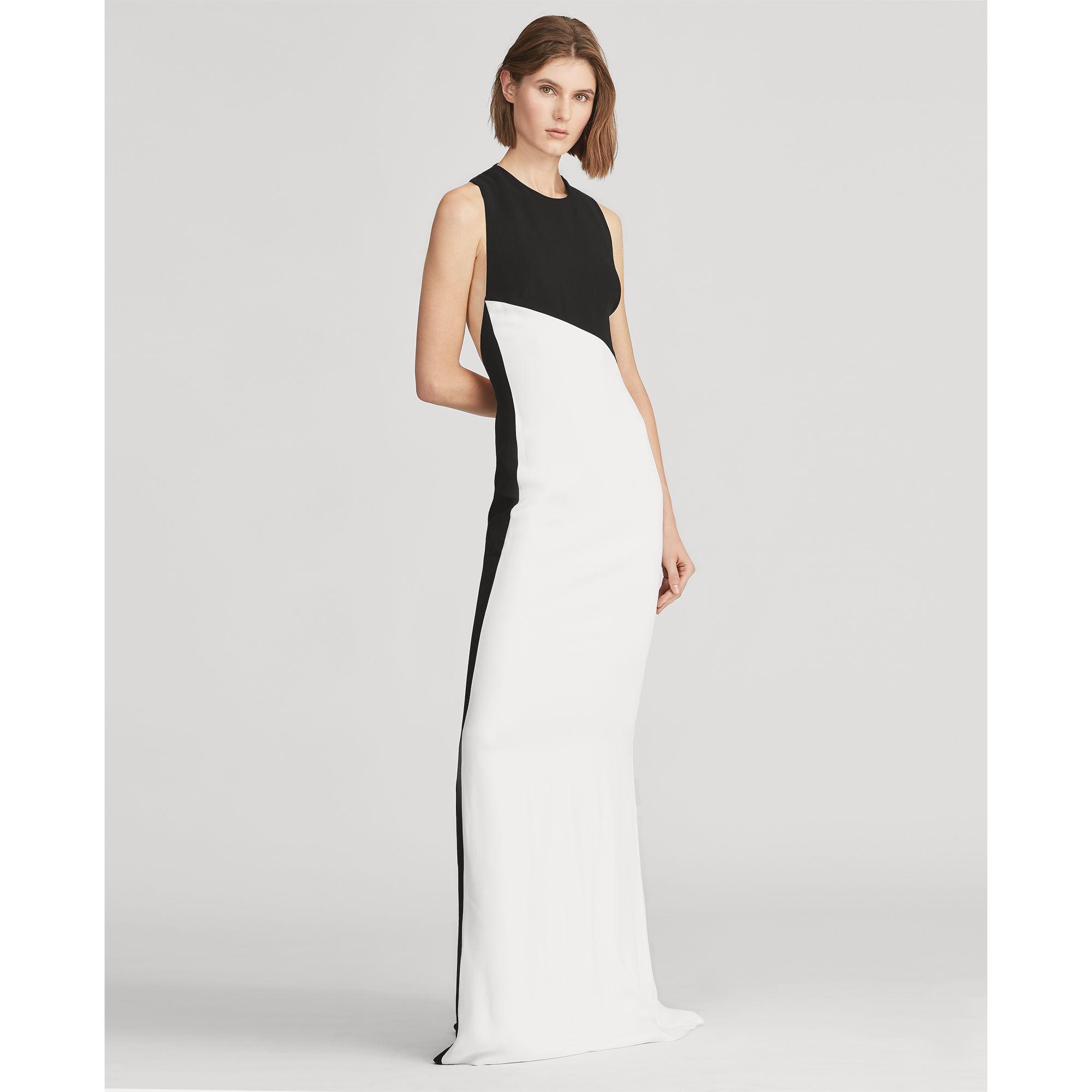 ralph lauren black and white gown