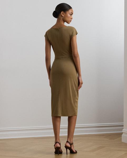 Ralph Lauren Ring-Trim Jersey Cap-Sleeve Dress in Green | Lyst UK