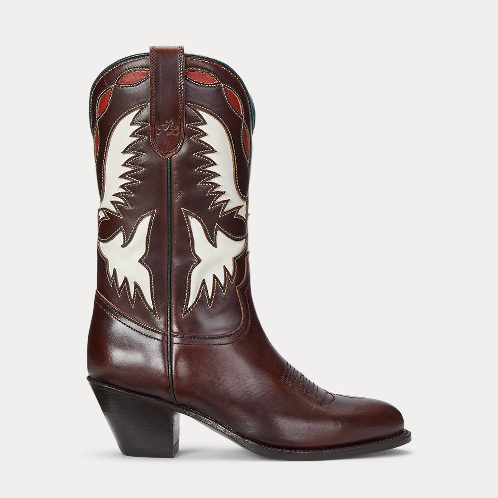 Polo Ralph Lauren Leather Cowboy Boot in Brown Lyst UK