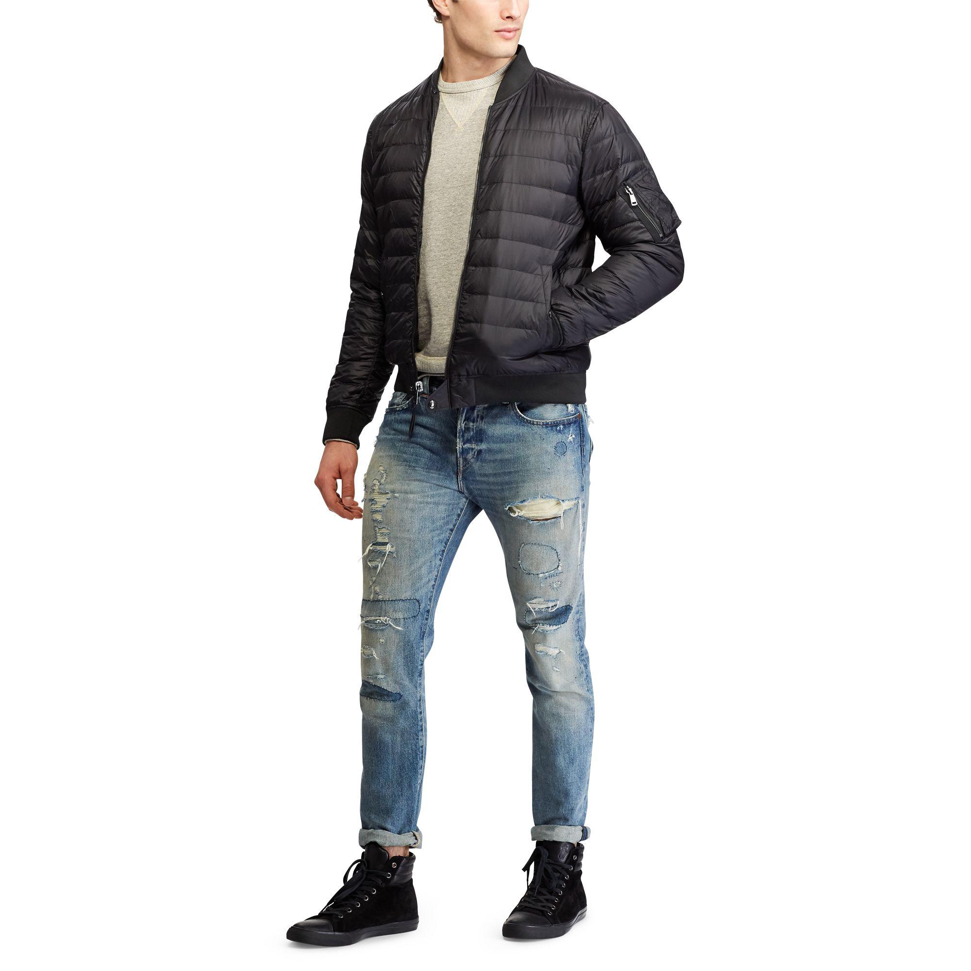 packable down bomber jacket