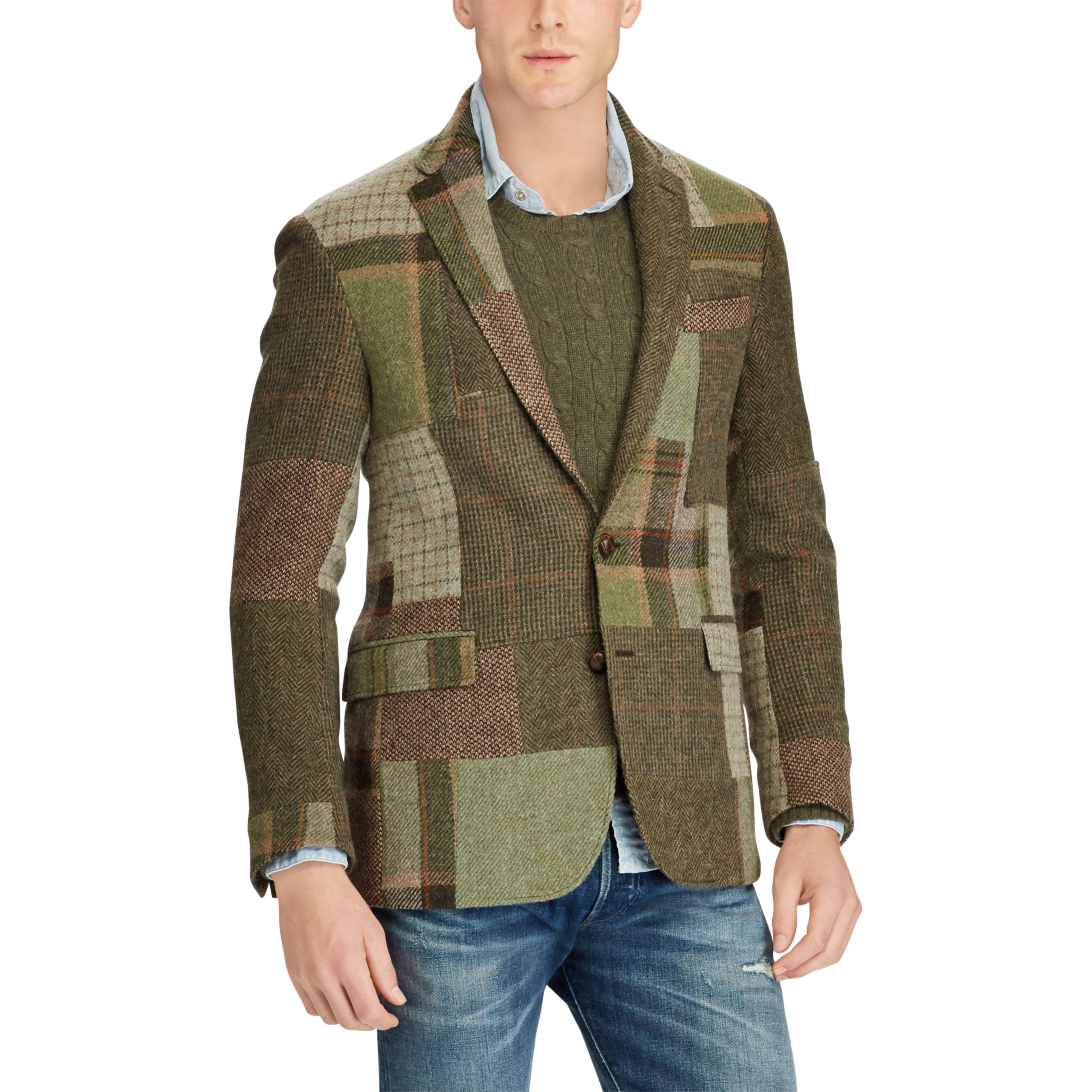 Polo Ralph Lauren Wool Morgan Patchwork Sport Coat in Green for Men - Lyst