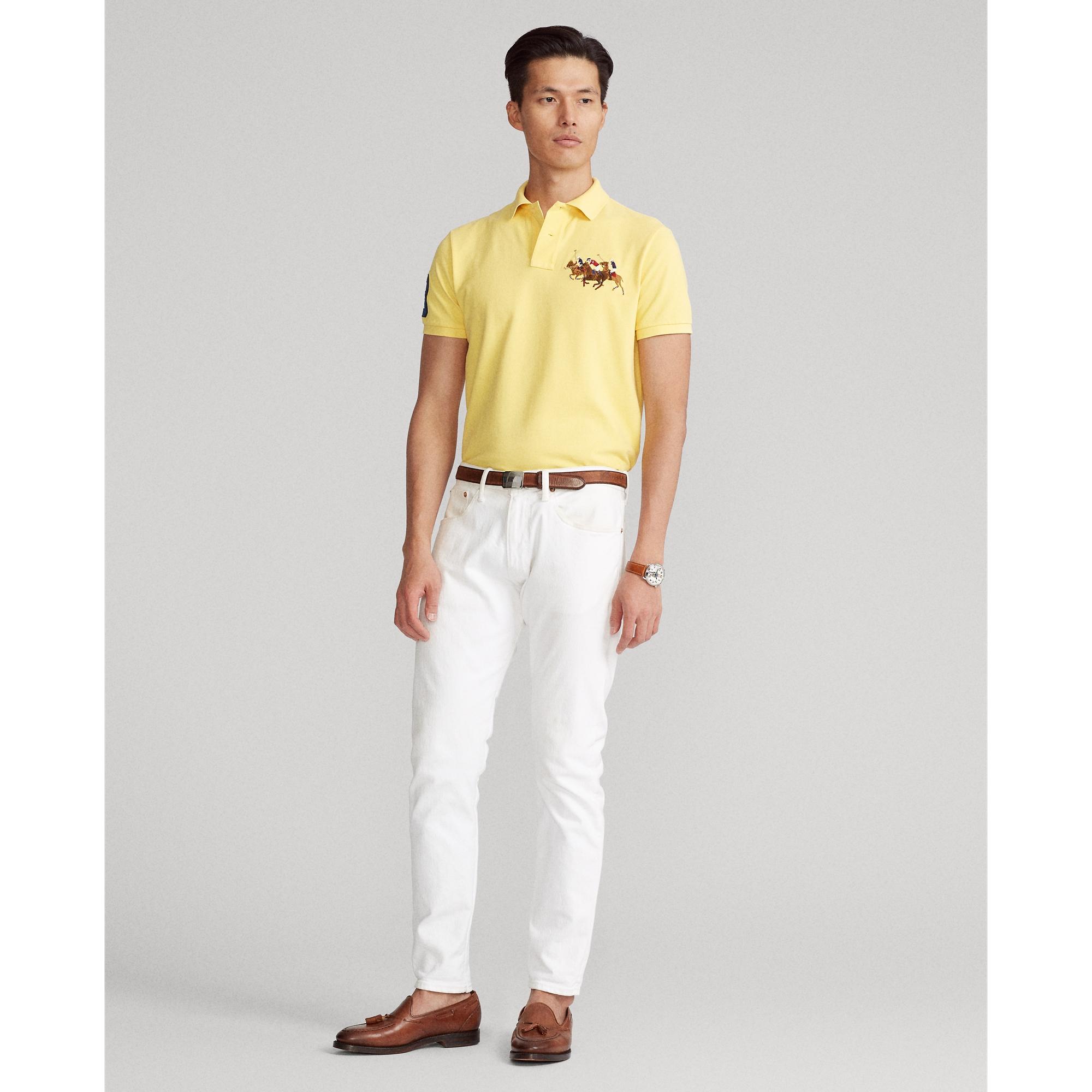 Ralph Lauren Cotton Custom Slim Fit Triplepony Polo Shirt in Yellow