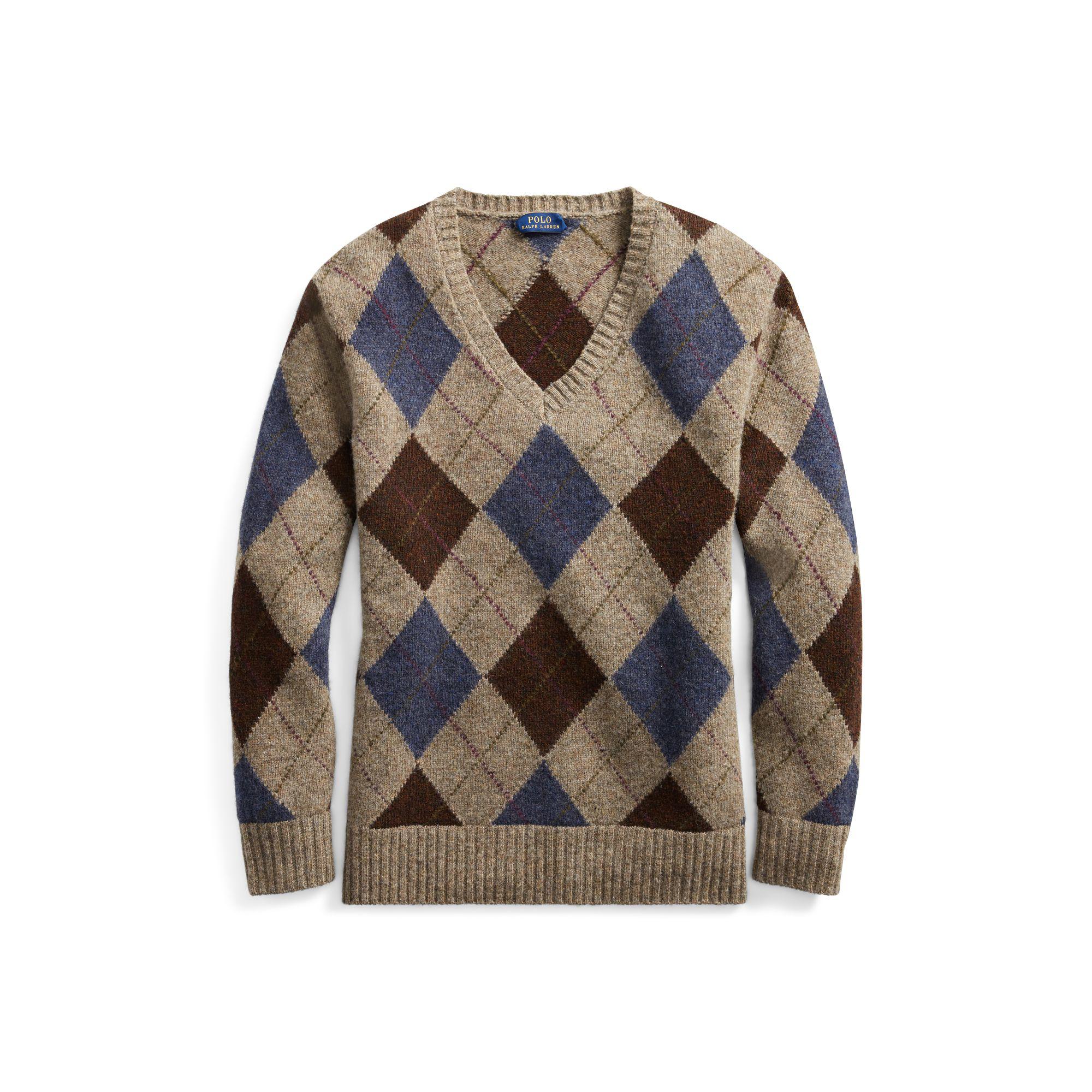 Polo Ralph Lauren Argyle Wool V-neck Sweater - Lyst