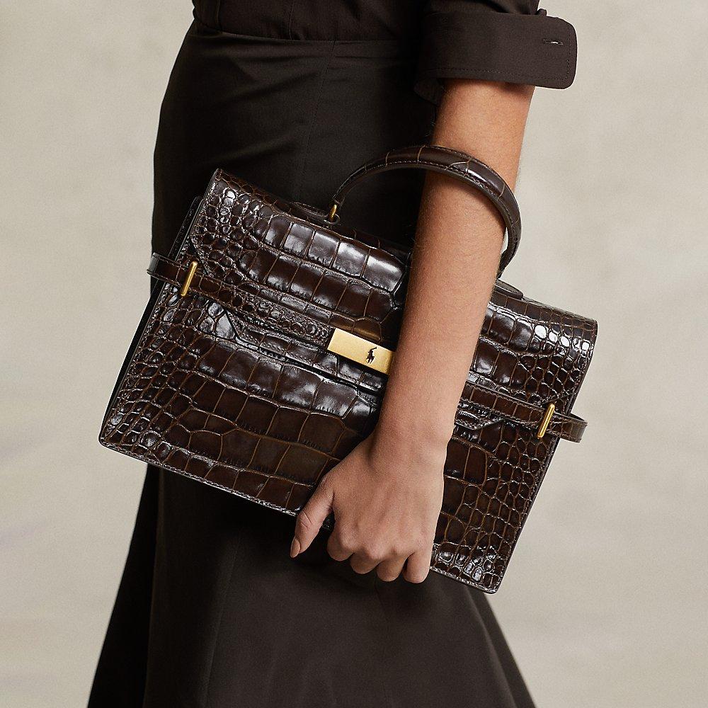 Ralph Lauren Polo Id Crocembossed Leather Satchel in Black Lyst