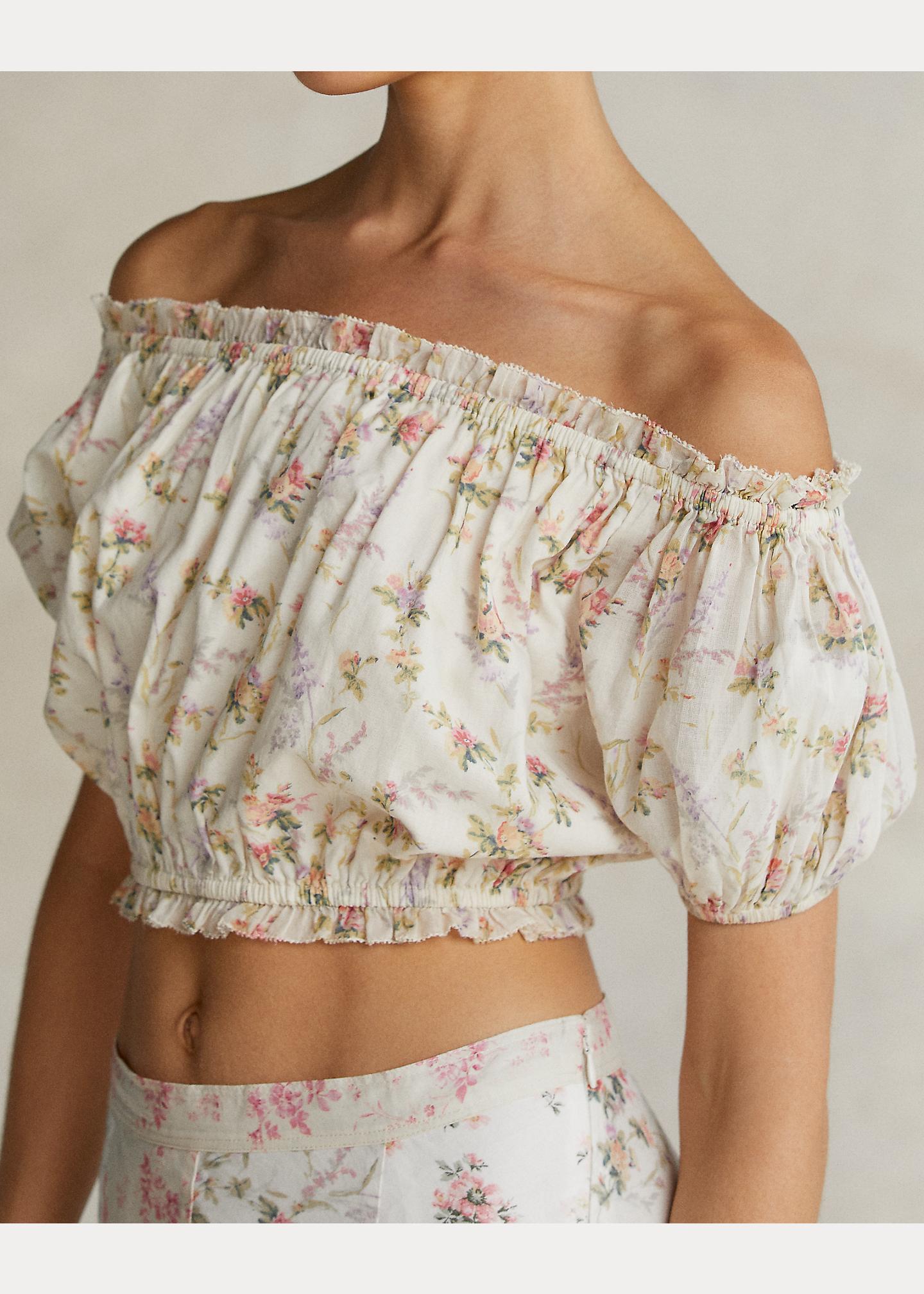 floral polo crop top