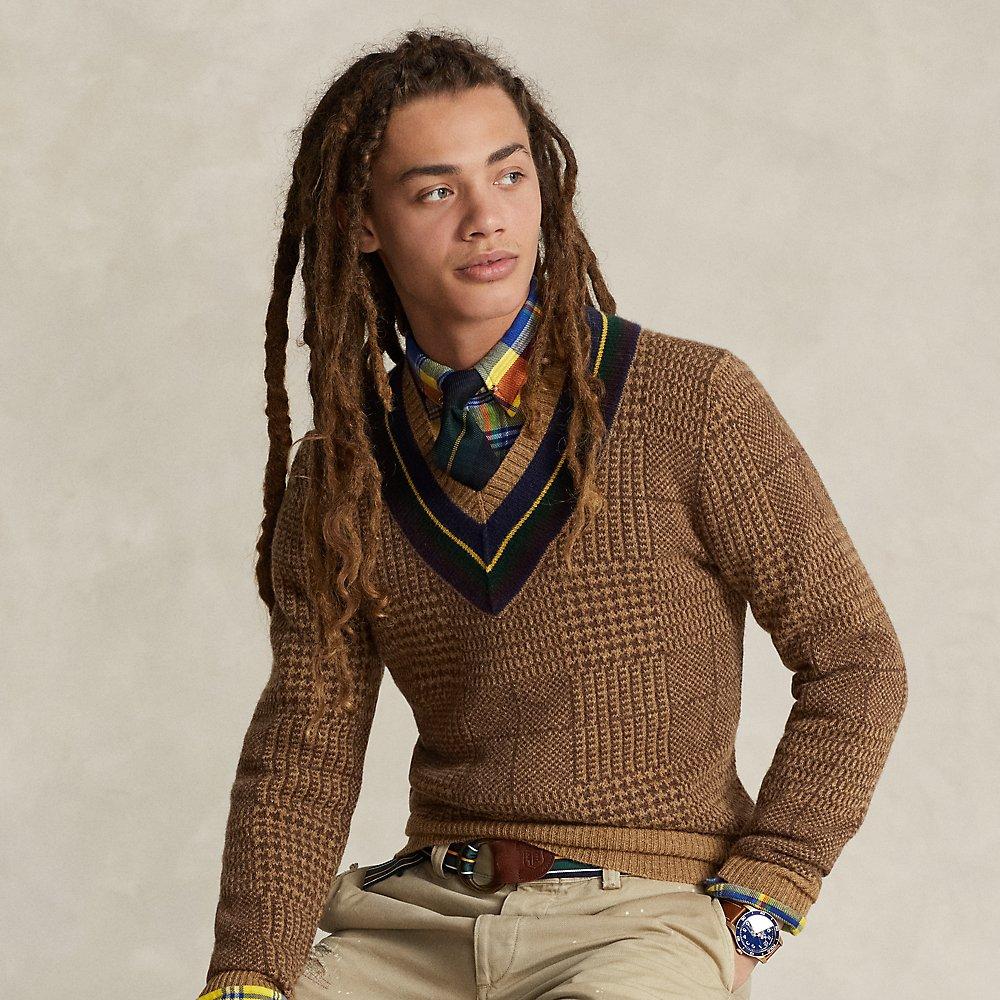 Ralph Lauren Glen Plaid Wool Cricket Sweater in Brown for Men