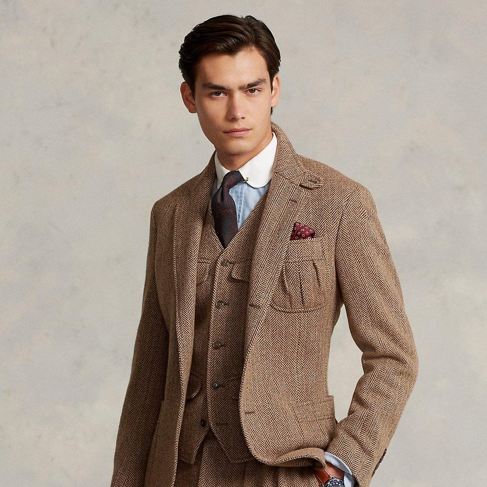 Ralph Lauren Wool-blend Herringbone Suit Jacket in Brown for Men | Lyst