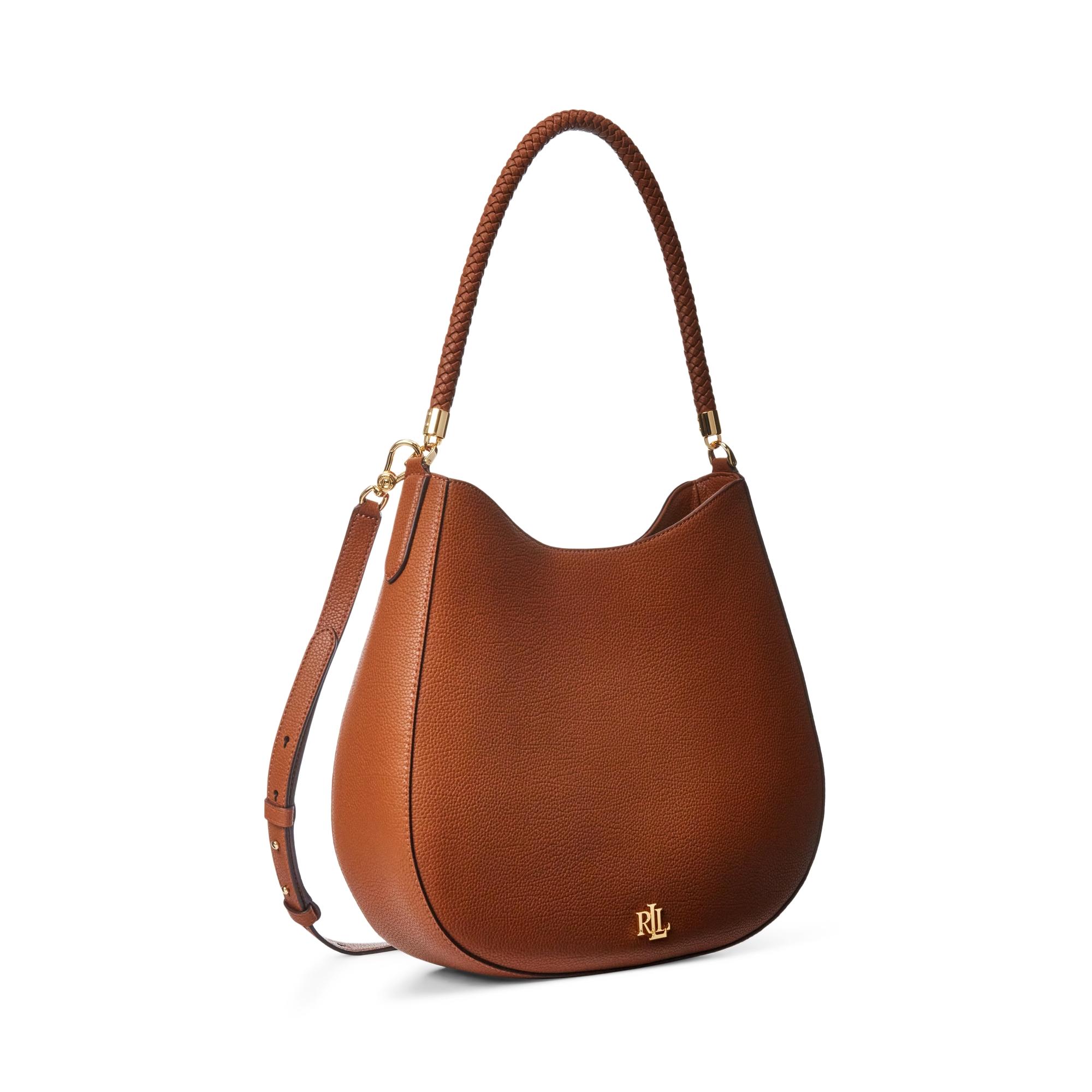 Ralph Lauren Pebbled Leather Charli Shoulder Bag in Brown | Lyst