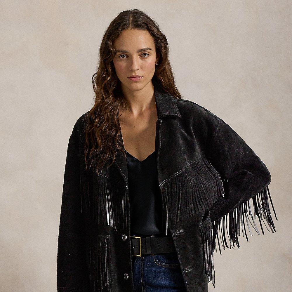 Ralph Lauren Fringe Suede Western Jacket in Black | Lyst