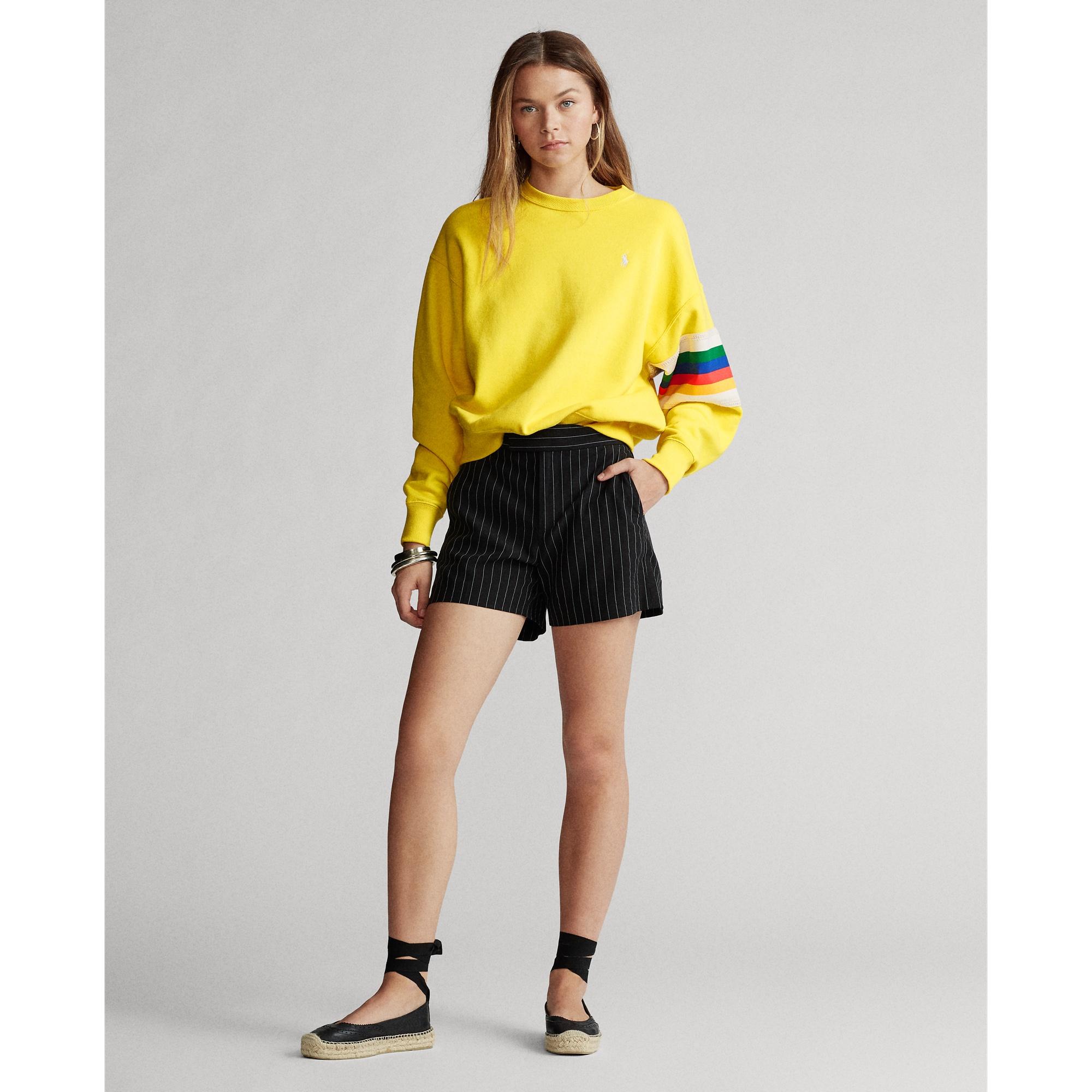 Polo Ralph Lauren Rainbow-trim Fleece Sweatshirt in Yellow | Lyst