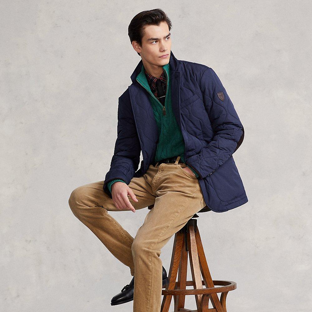 Ralph Lauren Suede-trim Quilted Jacket in Blue for Men | Lyst