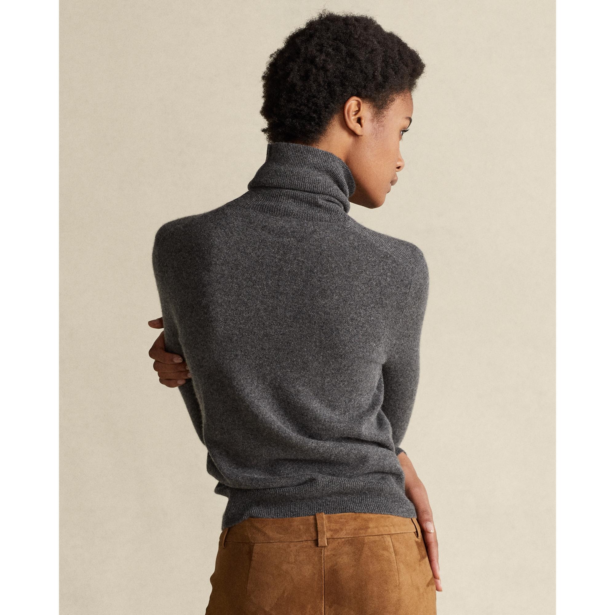 Ralph Lauren Slim Fit Cashmere Turtleneck Sweater in Gray - Lyst