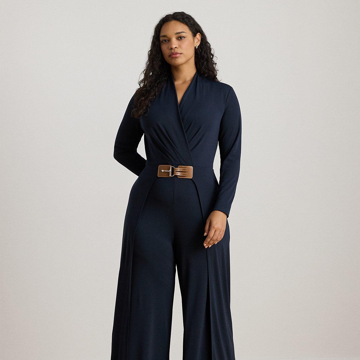 Ralph Lauren Ralph Lauren Buckle-Trim Jersey Surplice Jumpsuit in