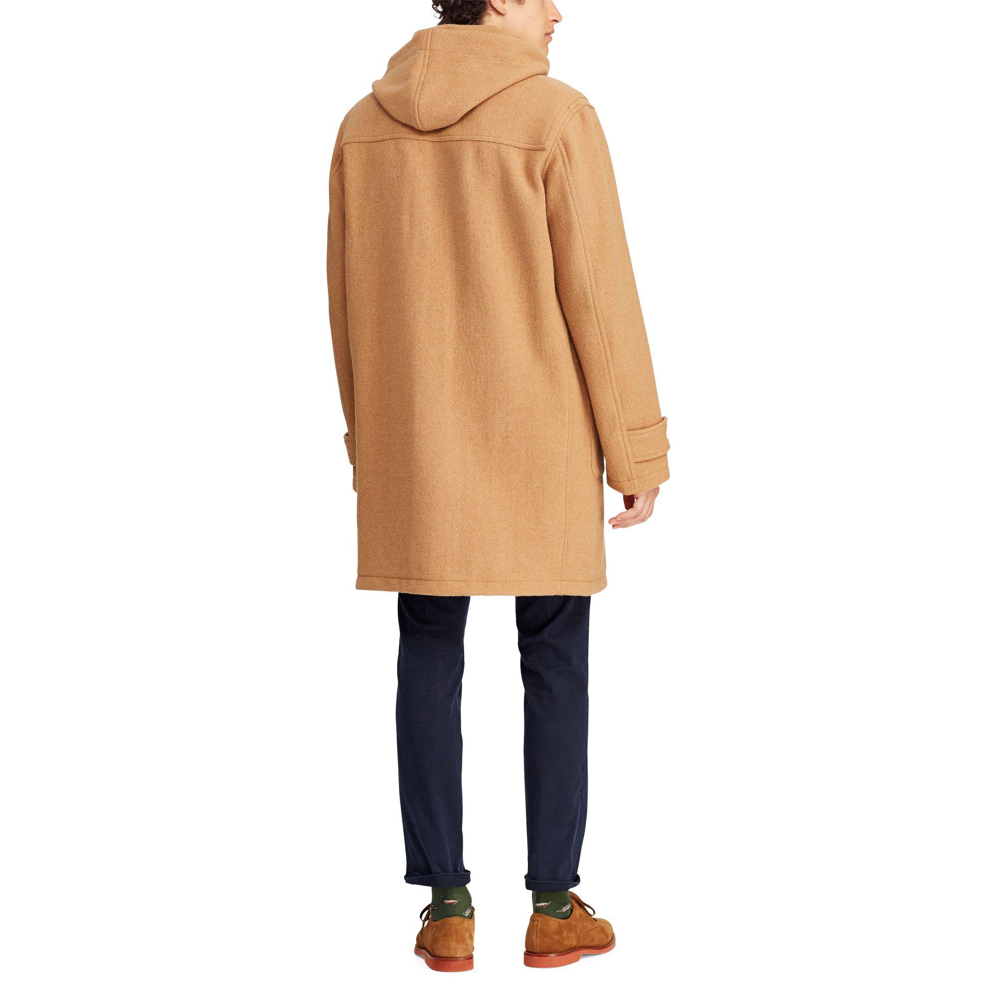 Polo Ralph Lauren Wool Twill Hooded Duffle Coat in Natural for Men | Lyst