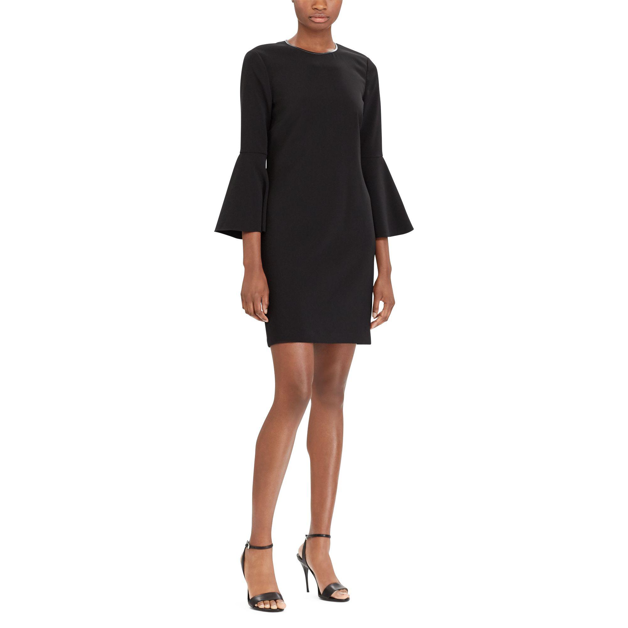 Polo Ralph Lauren Bell-sleeve Dress in Black | Lyst