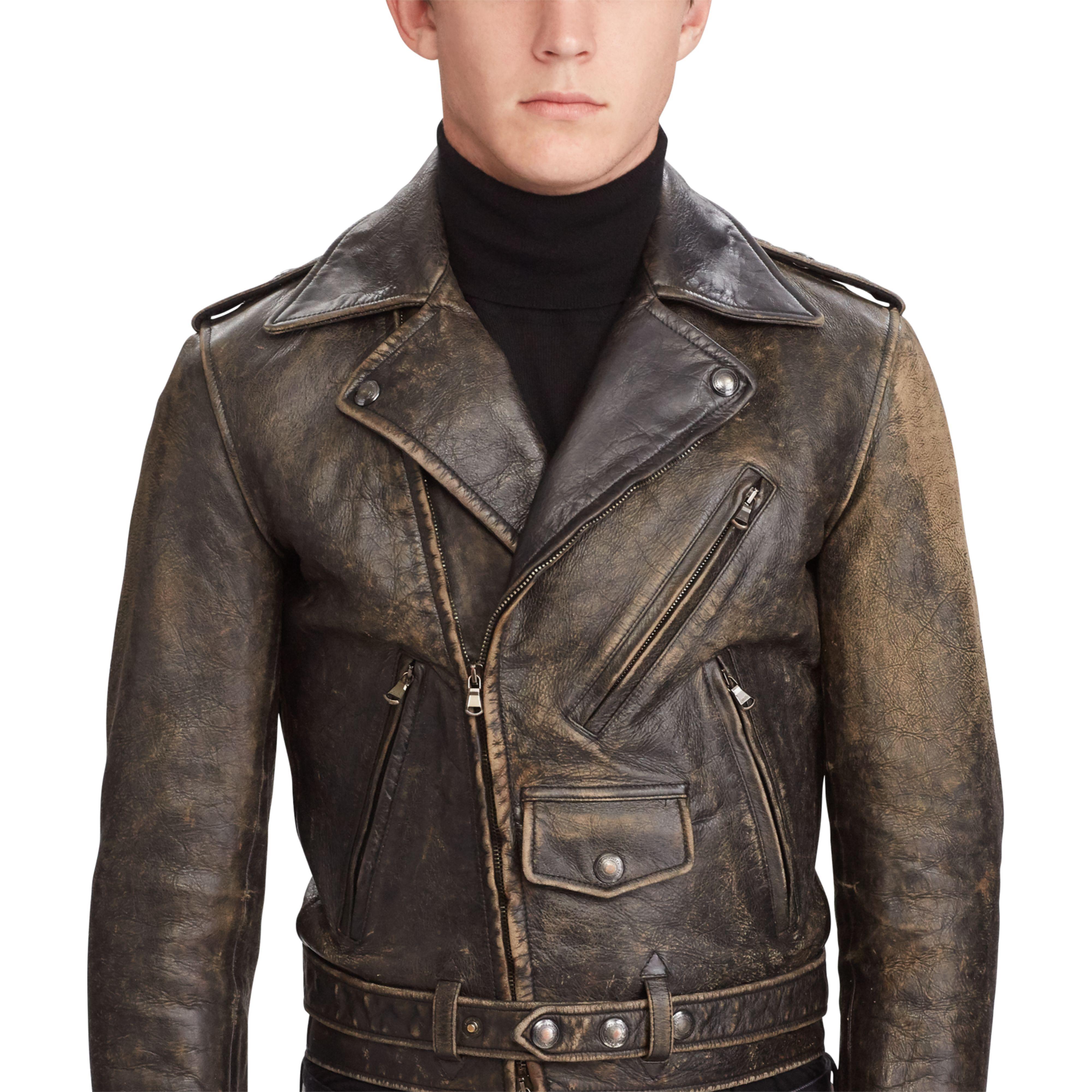 Ralph Lauren Purple Label Locklear Leather Moto Jacket in Black for Men |  Lyst