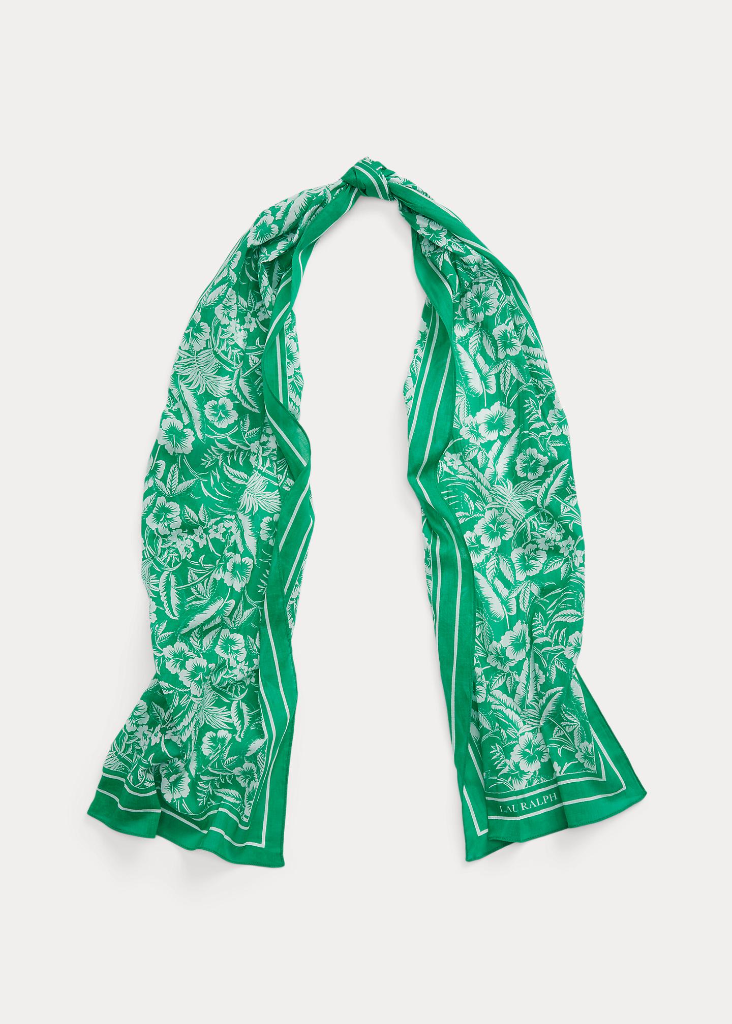 Ralph Lauren Jessica Floral Cotton Wrap Scarf in Green | Lyst UK