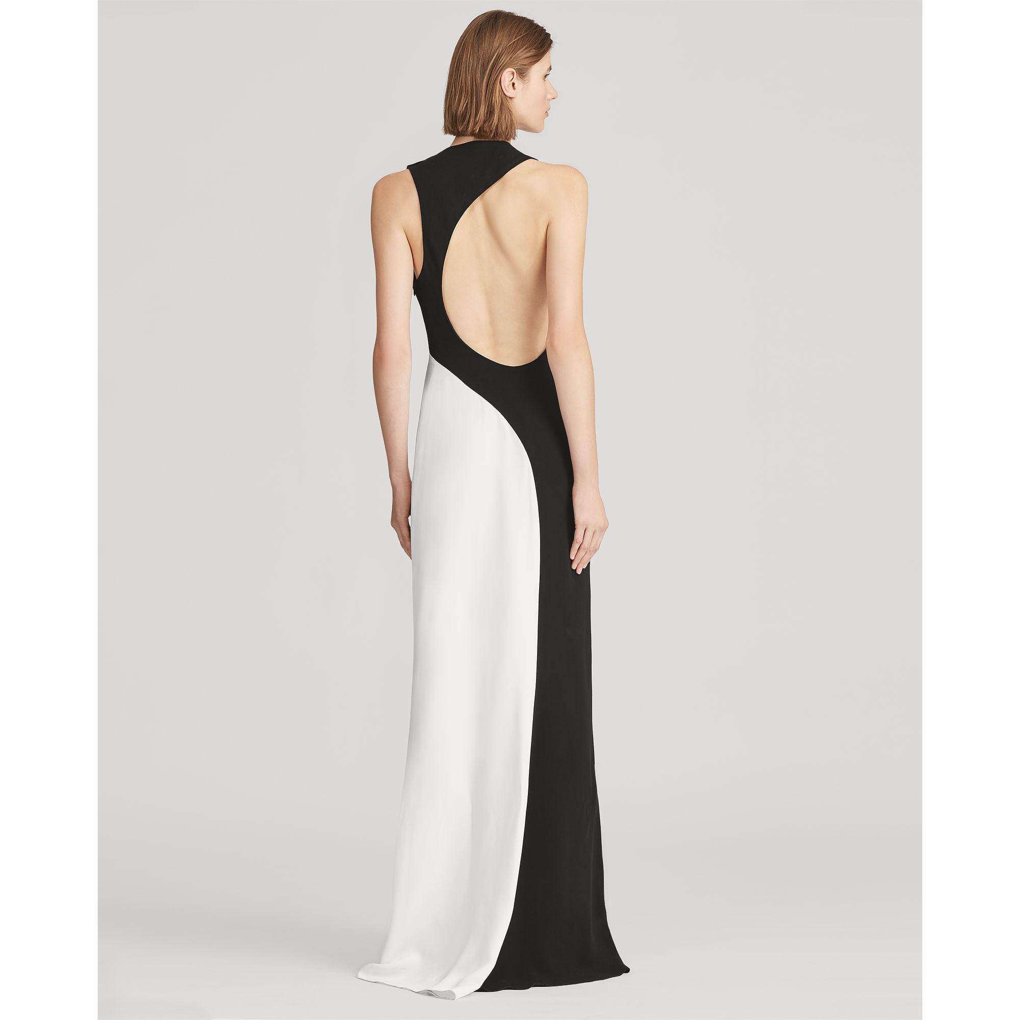ralph lauren black and white gown