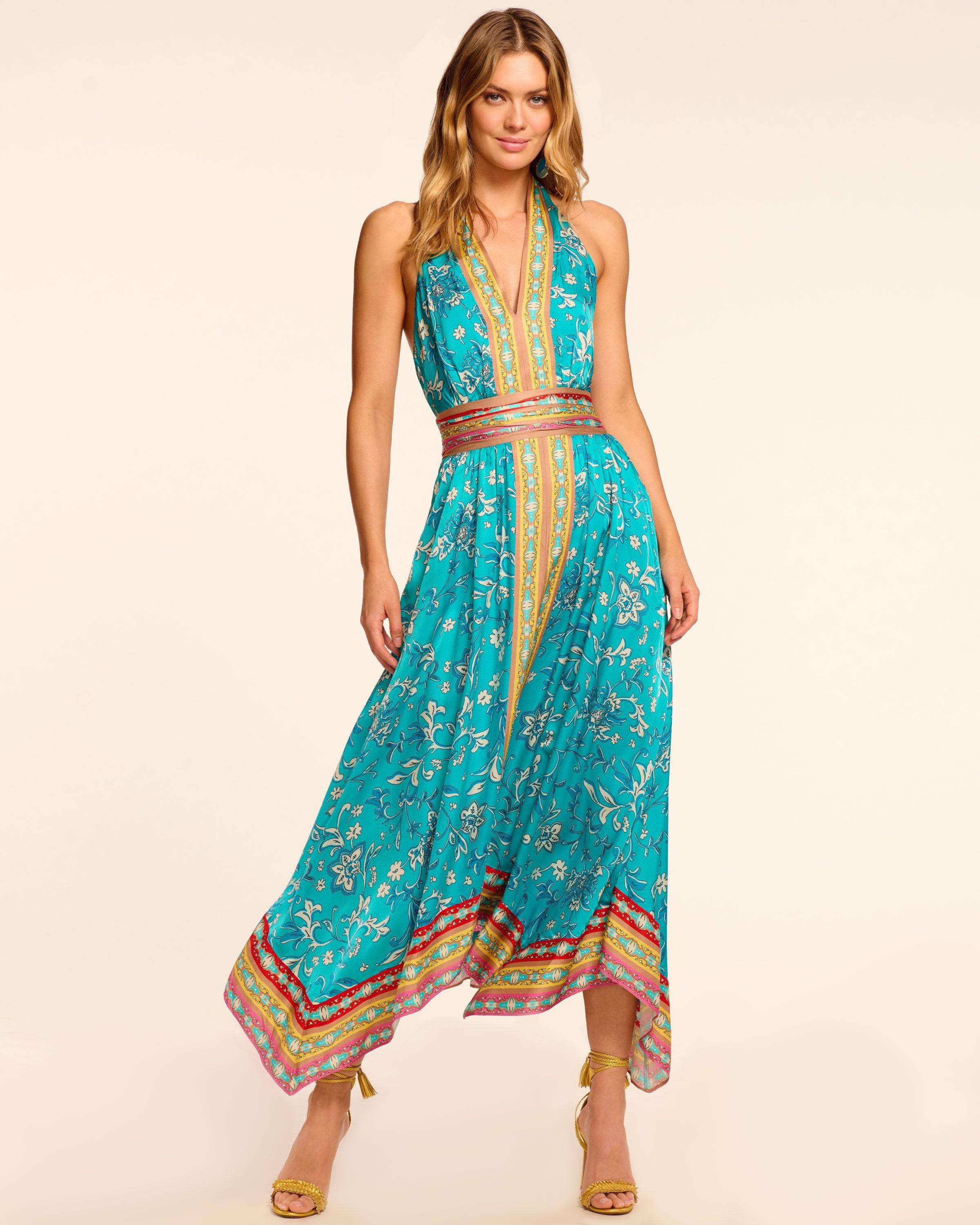 Ramy Brook Georgina Halter Maxi Dress in Blue | Lyst